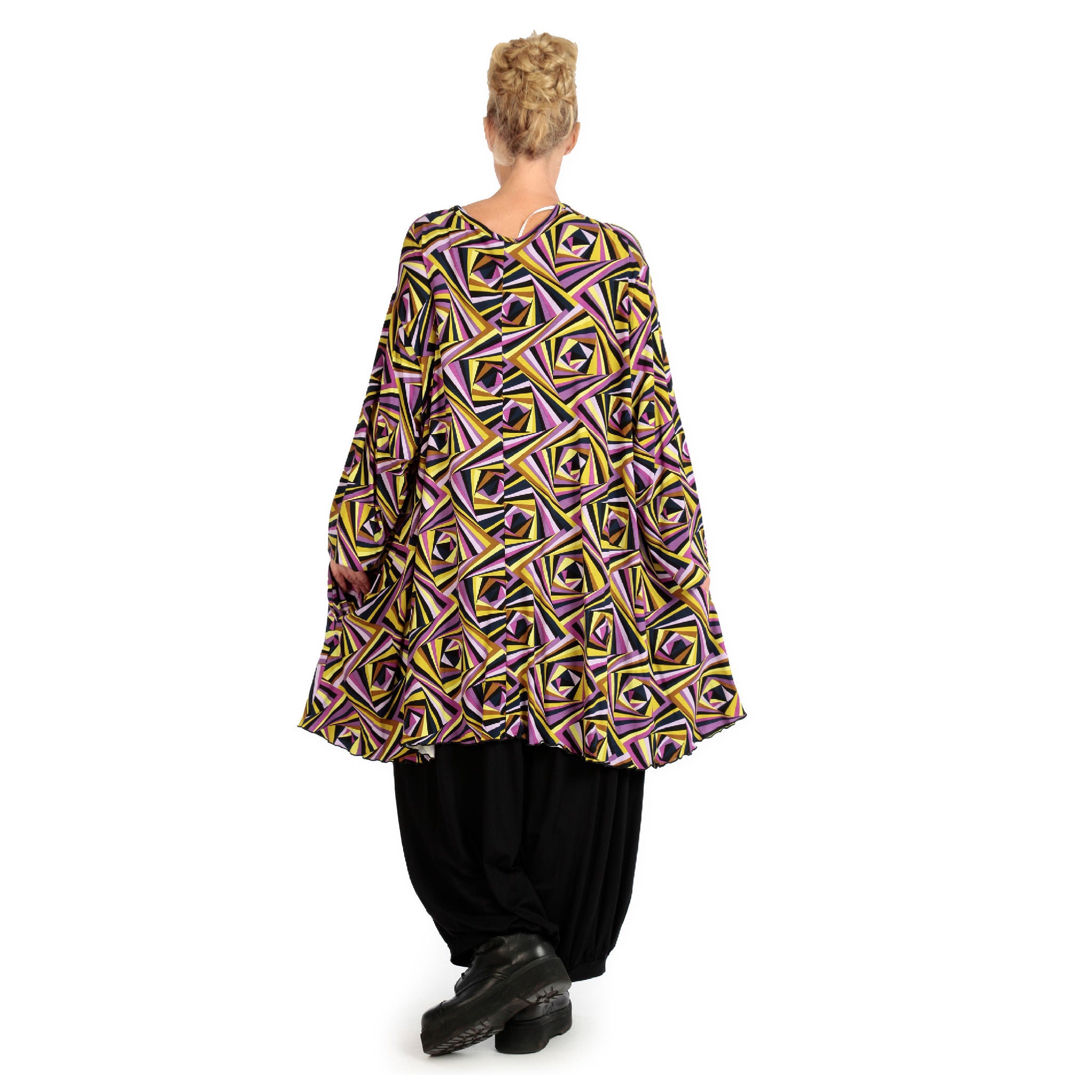  A-Form Bigshirt von AKH Fashion aus Viskose, 1123.06866, Lila-Gelb-Flieder, Grafik, Schick