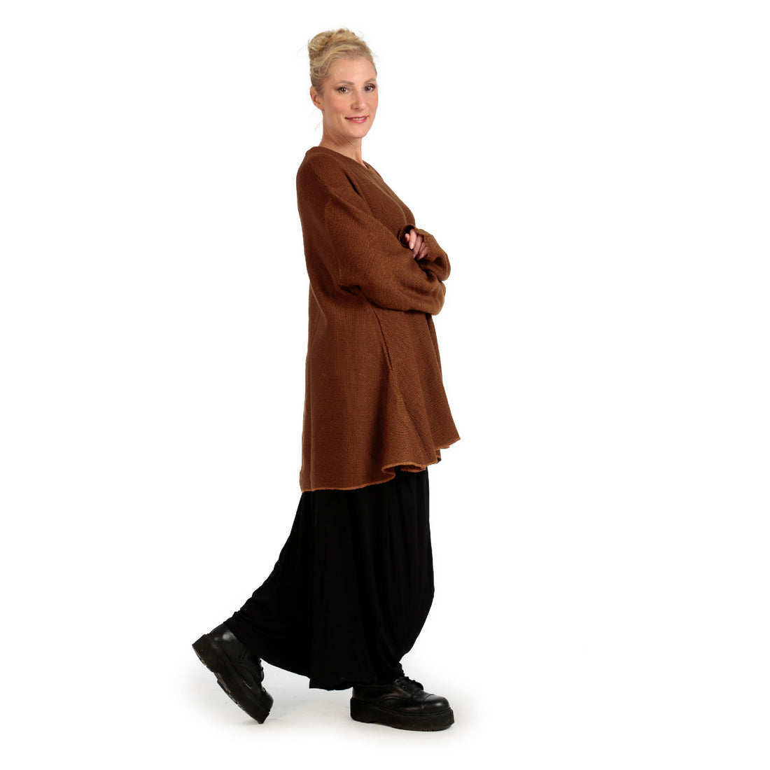  Bigshirt von AKH Fashion aus Materialmix in Glocken-Form, 1125.01892, Braun, Schick, Modern