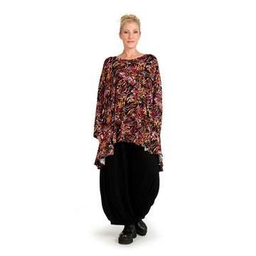  A-Form Bigshirt von AKH Fashion aus Viskose, 1130.00593, Schwarz-Fuchsia-Gelb, Ausgefallen