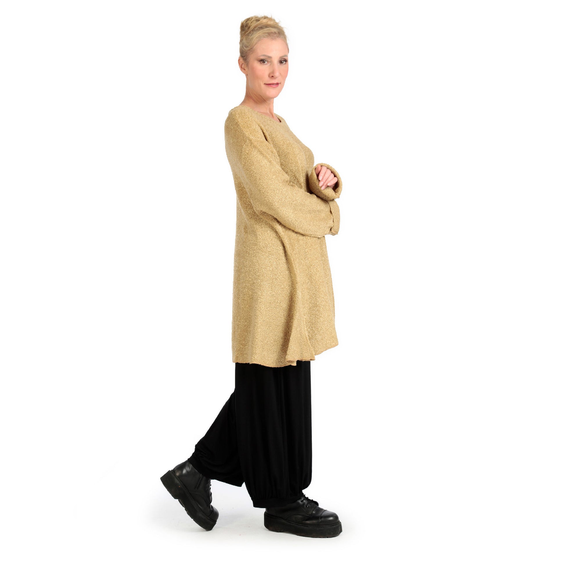  Shirt von AKH Fashion aus Materialmix in Glocken-Form, 1133.01892, Beige, Schick, Modern