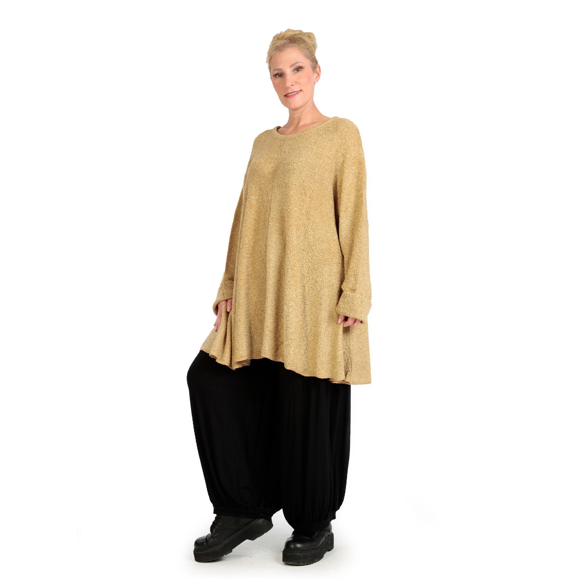  Shirt von AKH Fashion aus Materialmix in Glocken-Form, 1133.01892, Beige, Schick, Modern