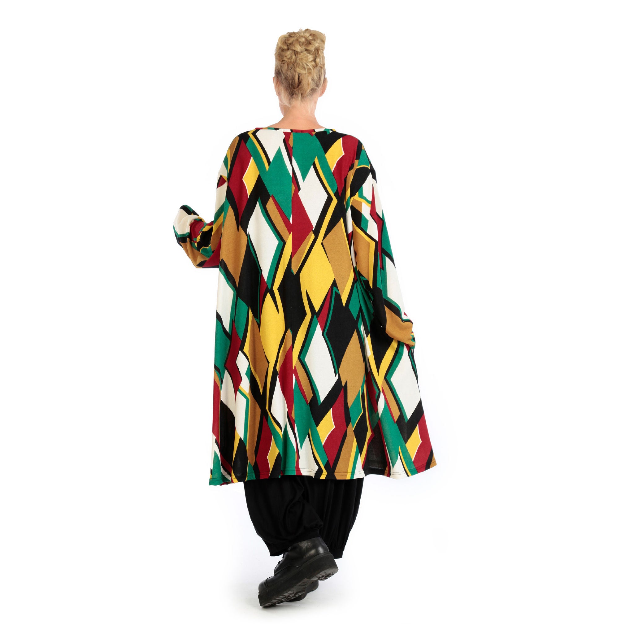  A-Form Kleid von AKH Fashion aus Viskose, 1138.06863, Rot-Grün-Weiß, Trapez, Schick
