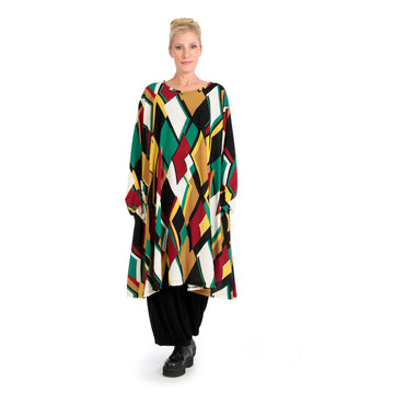  A-Form Kleid von AKH Fashion aus Viskose, 1138.06863, Rot-Grün-Weiß, Trapez, Schick