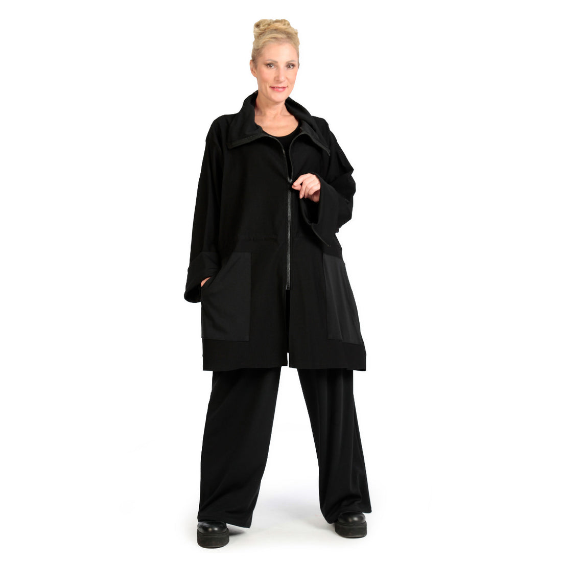  Jacke von AKH Fashion aus Viskose in gerader Form, 1139.06854, Schwarz, Unifarben, Schick