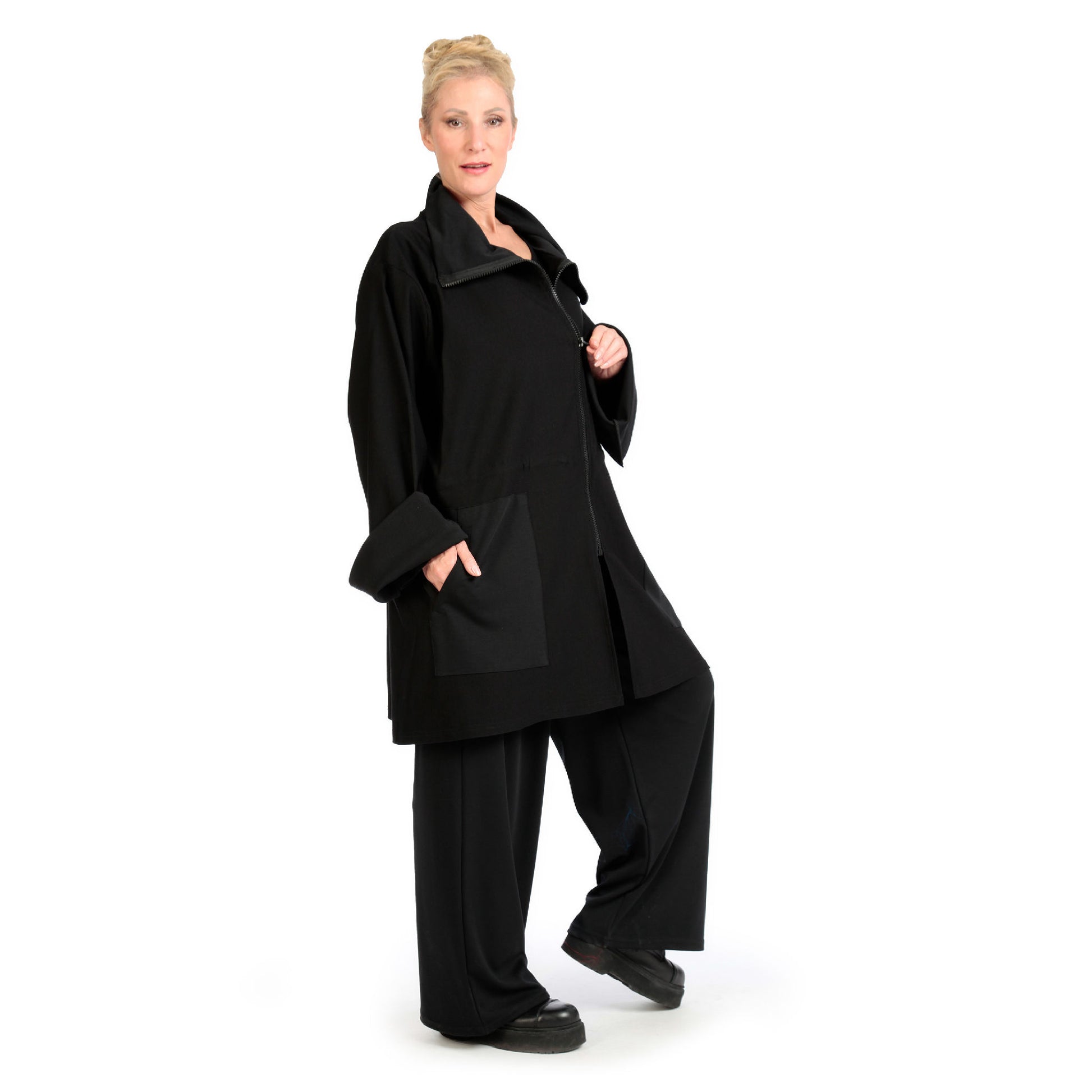  Jacke von AKH Fashion aus Viskose in gerader Form, 1139.06854, Schwarz, Unifarben, Schick