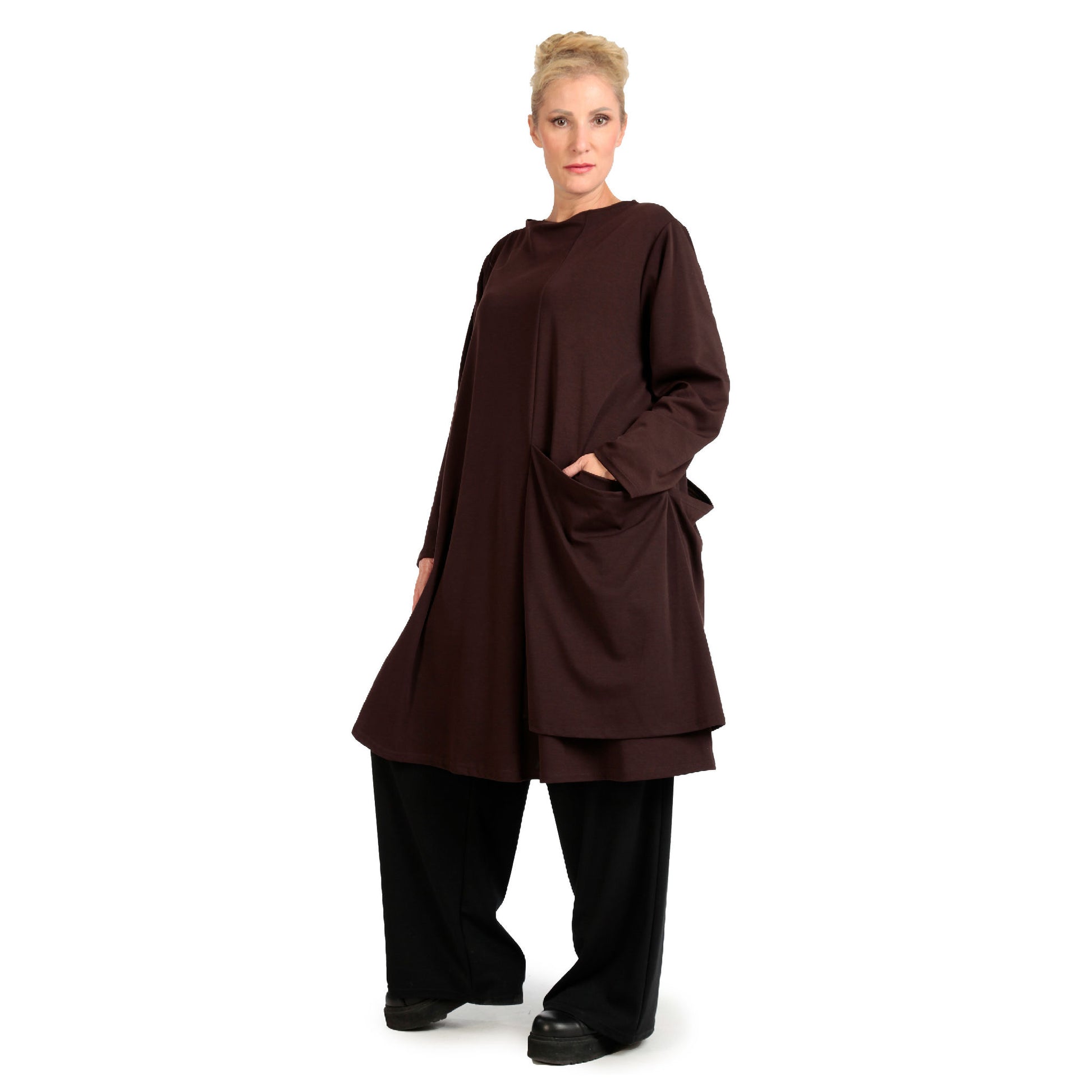  Shirt von AKH Fashion aus Viskose in gerader Form, 1141.06816, Braun, Unifarben, Schick