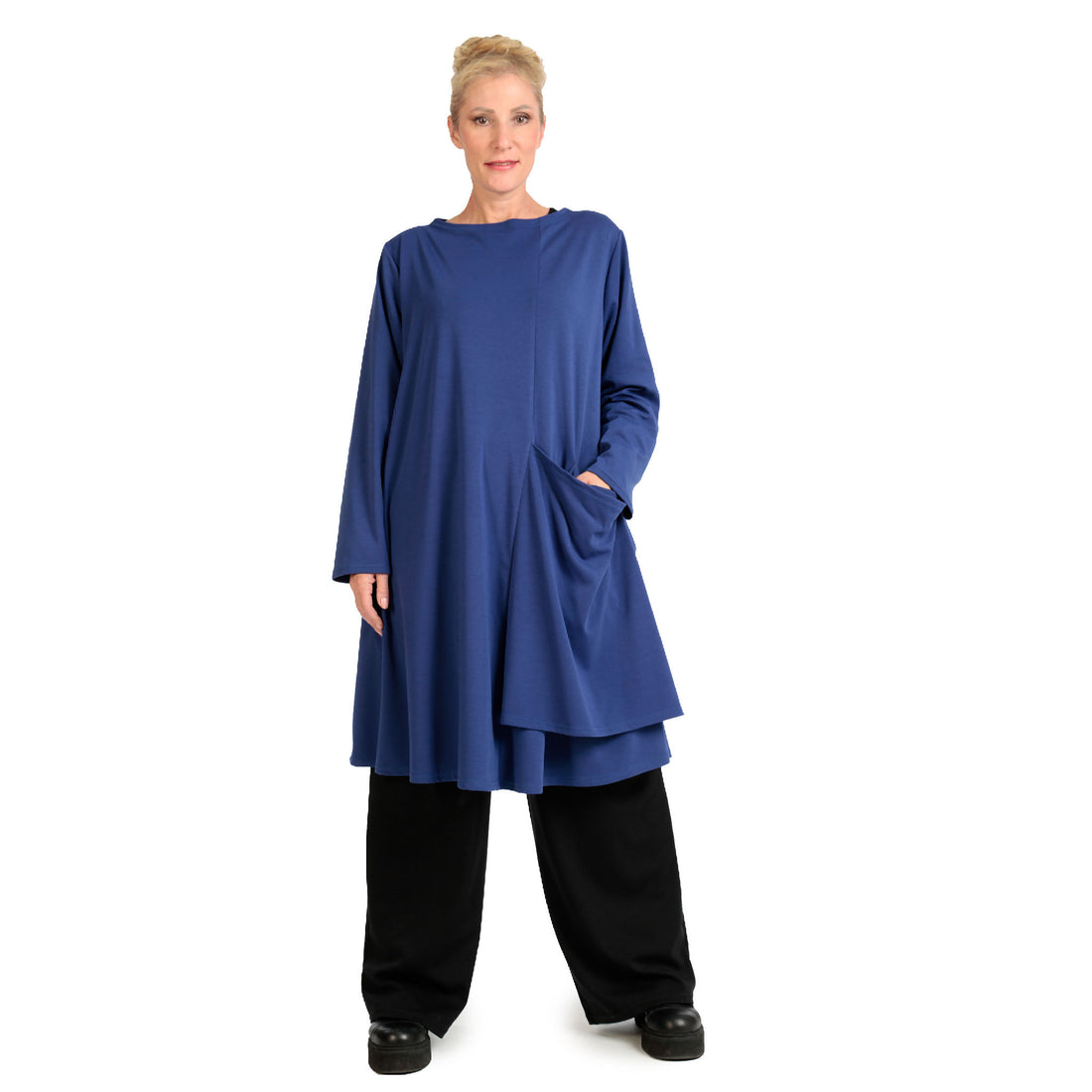  Shirt von AKH Fashion aus Viskose in gerader Form, 1141.06816, Blau, Unifarben, Schick