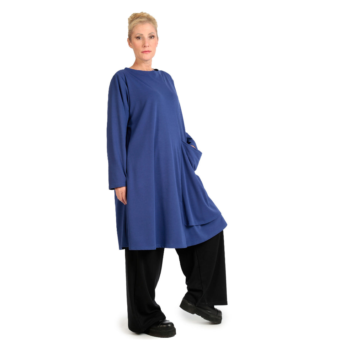  Shirt von AKH Fashion aus Viskose in gerader Form, 1141.06816, Blau, Unifarben, Schick