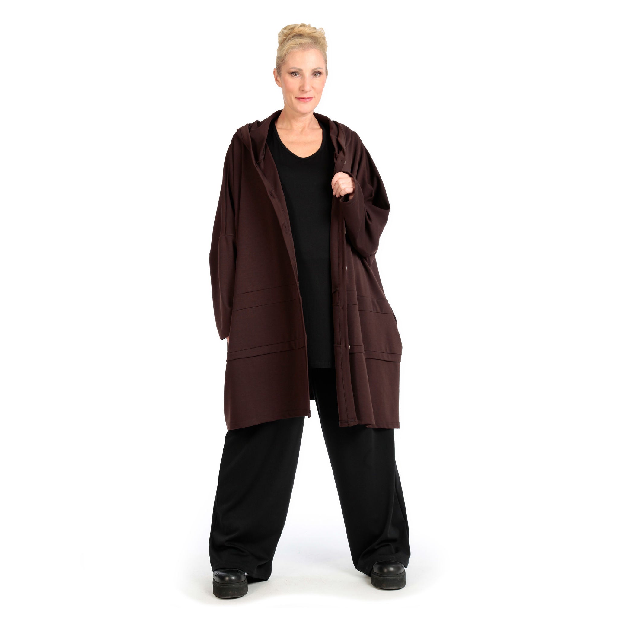  Jacke von AKH Fashion aus Viskose in kastiger Form, 1141.06857, Braun, Unifarben, Schick