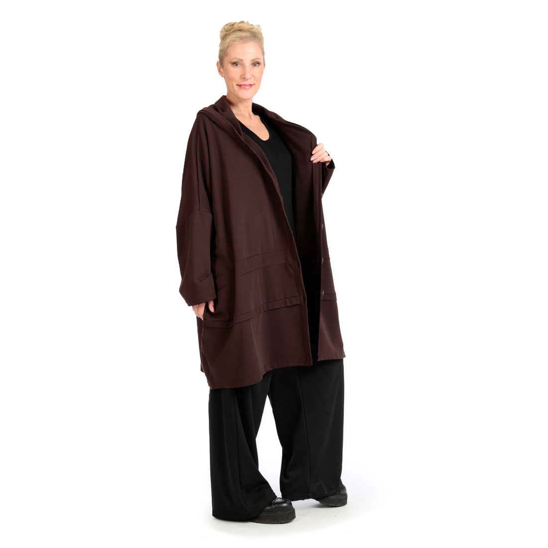  Jacke von AKH Fashion aus Viskose in kastiger Form, 1141.06857, Braun, Unifarben, Schick