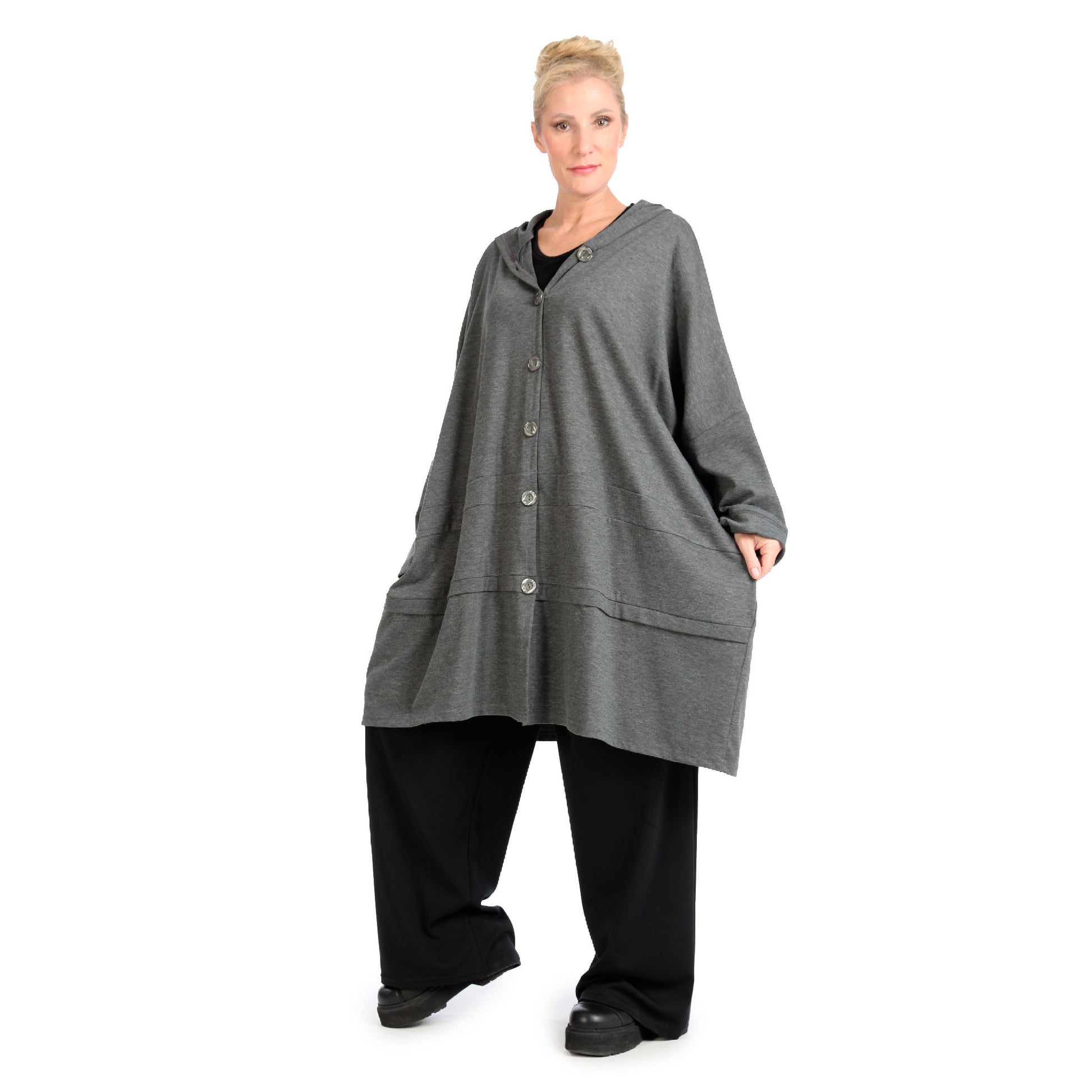  Jacke von AKH Fashion aus Viskose in kastiger Form, 1141.06857, Grau, Unifarben, Schick