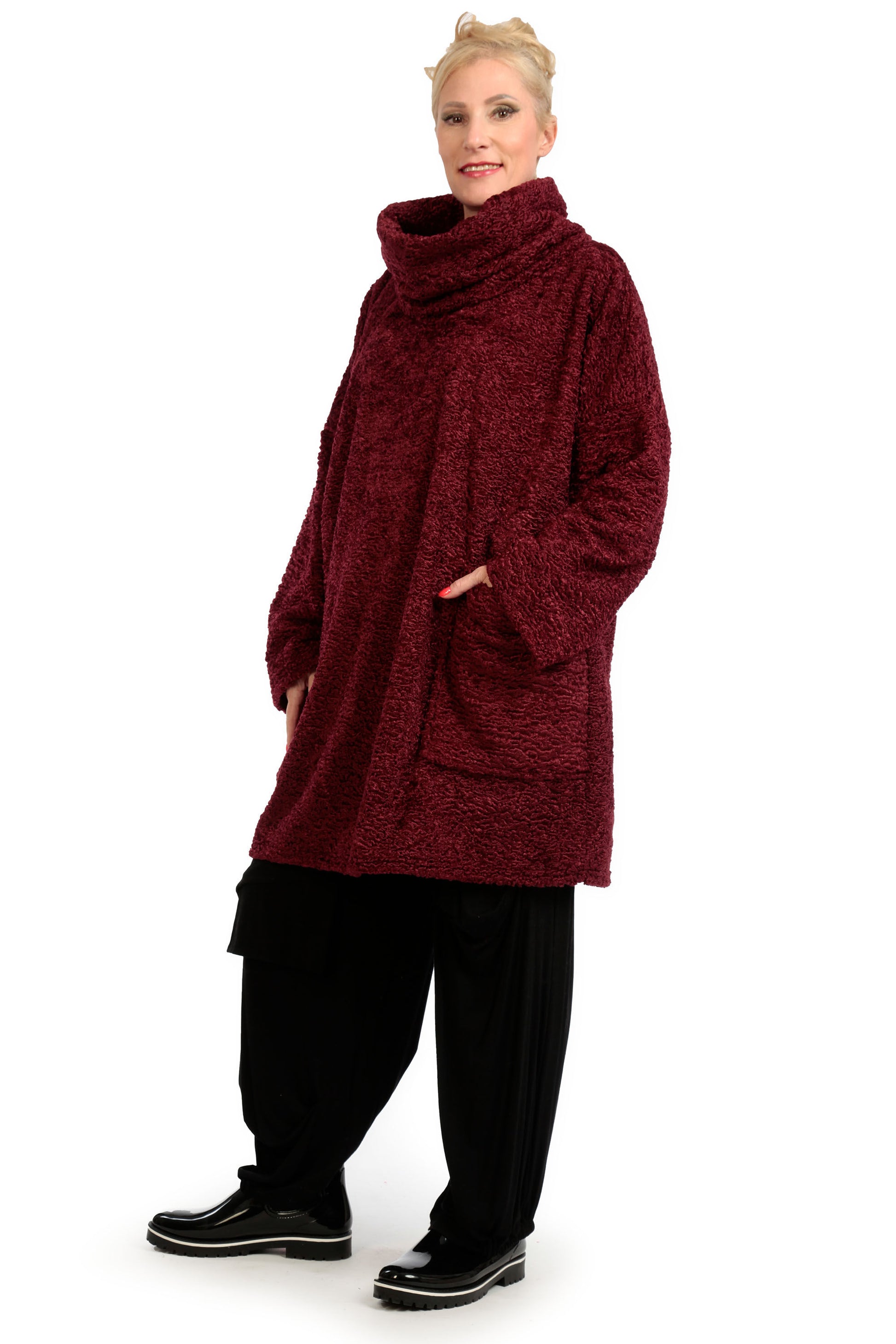  Bigshirt von AKH Fashion aus Polycarbonat in gerader Form, 1146.06827, Weinrot, Ausgefallen