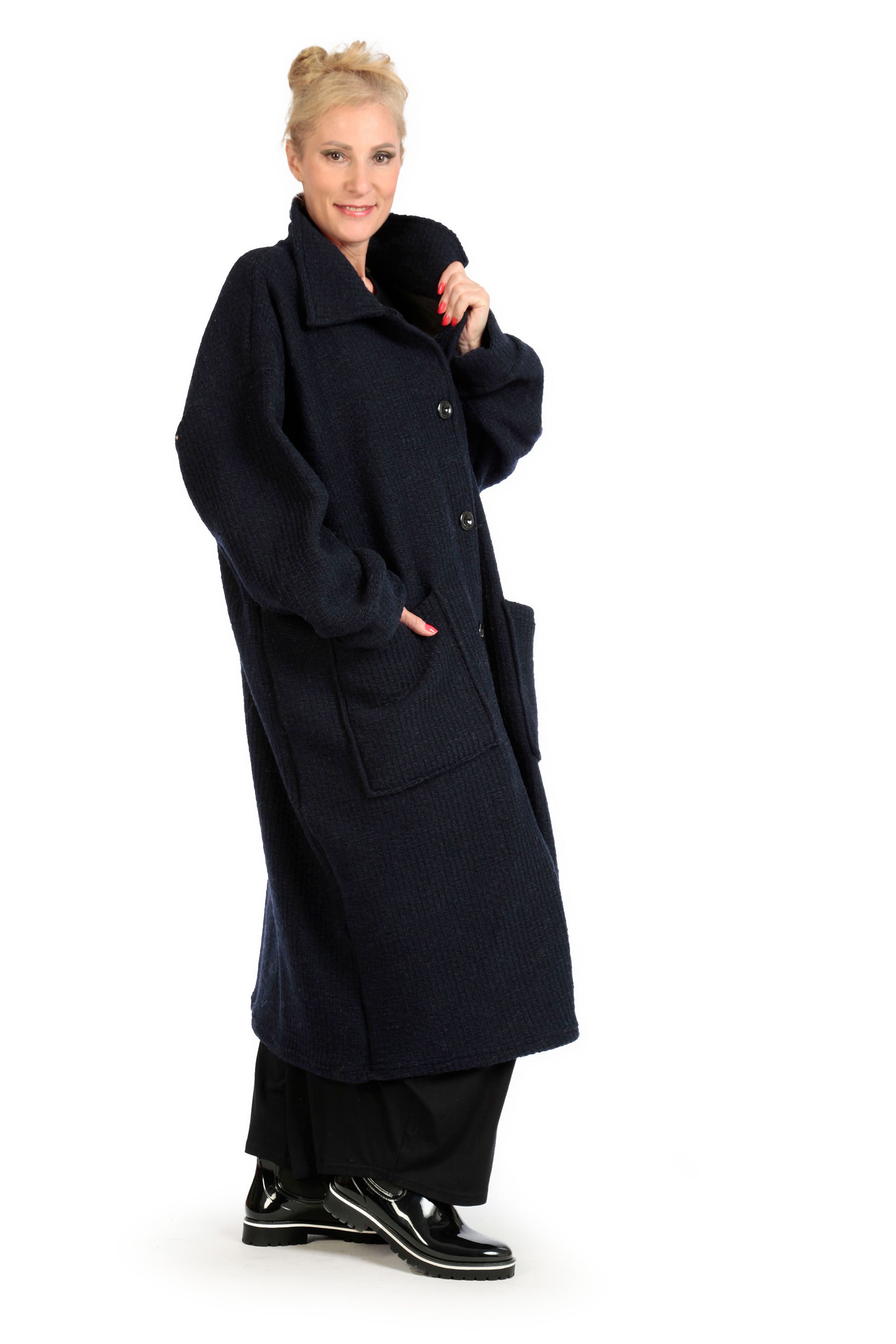  AKH Fashion Mantel in gerader Form, aus Materialmix, 1166.06700, Dunkelblau, Schick