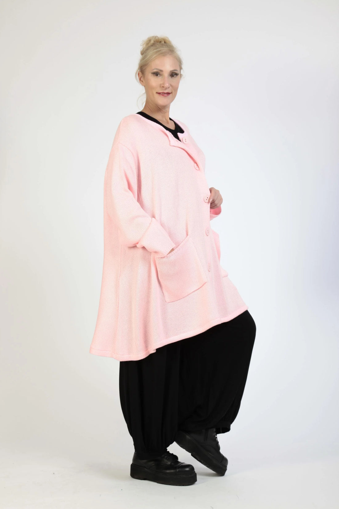  A-Form Jacke von AKH Fashion aus Materialmix, 1171.01382, Rosa, Unifarben, Schick, Modern