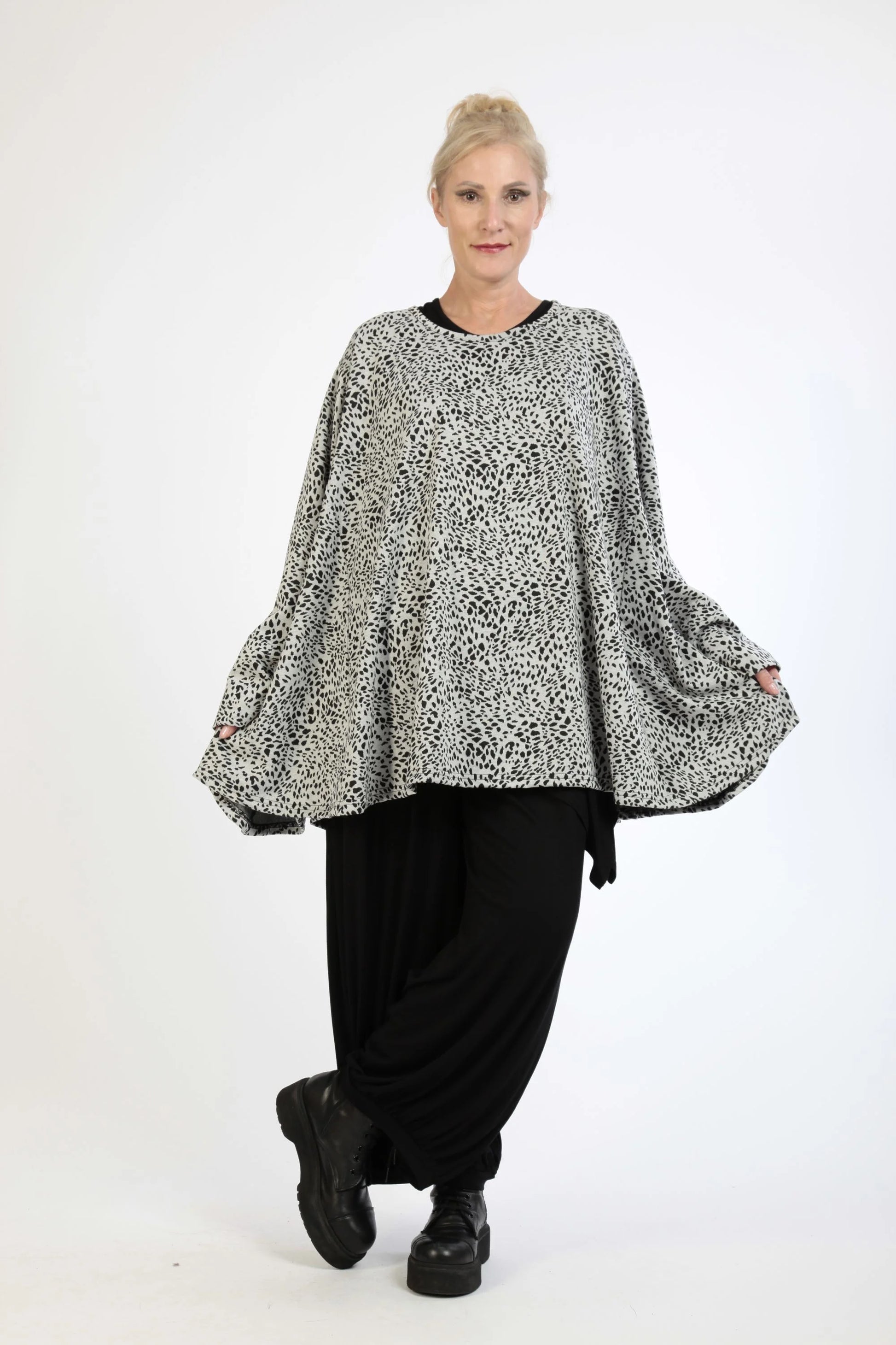  A-Form Shirt in stilvollem Grau mit Leopardenmuster für Chic und Casual im Herbst-Winter