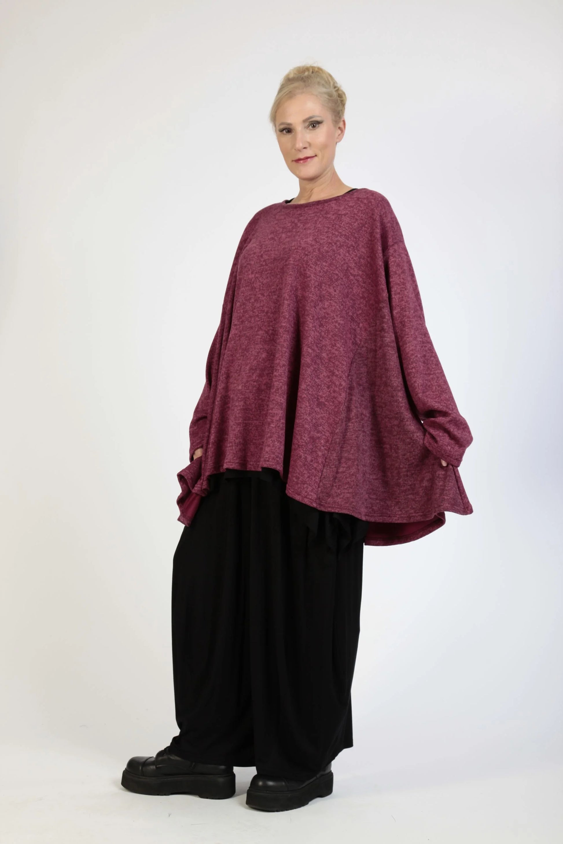  A-Form Bigshirt von AKH Fashion aus Polyester, 1179.00593, Fuchsia, Meliert, Schick, Modern