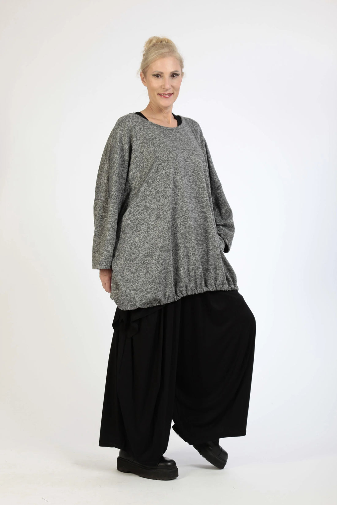  BallonBigshirt von AKH Fashion aus Polyester, 1179.06601, Grau, Meliert, Ausgefallen, Modern