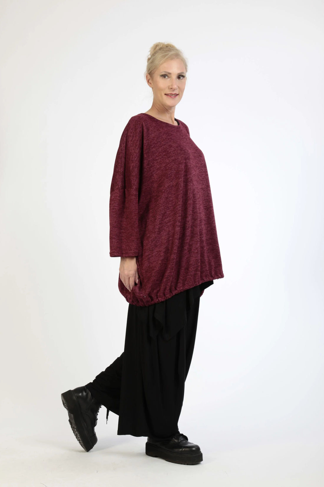  BallonBigshirt von AKH Fashion aus Polyester, 1179.06601, Weinrot, Meliert, Schick, Modern