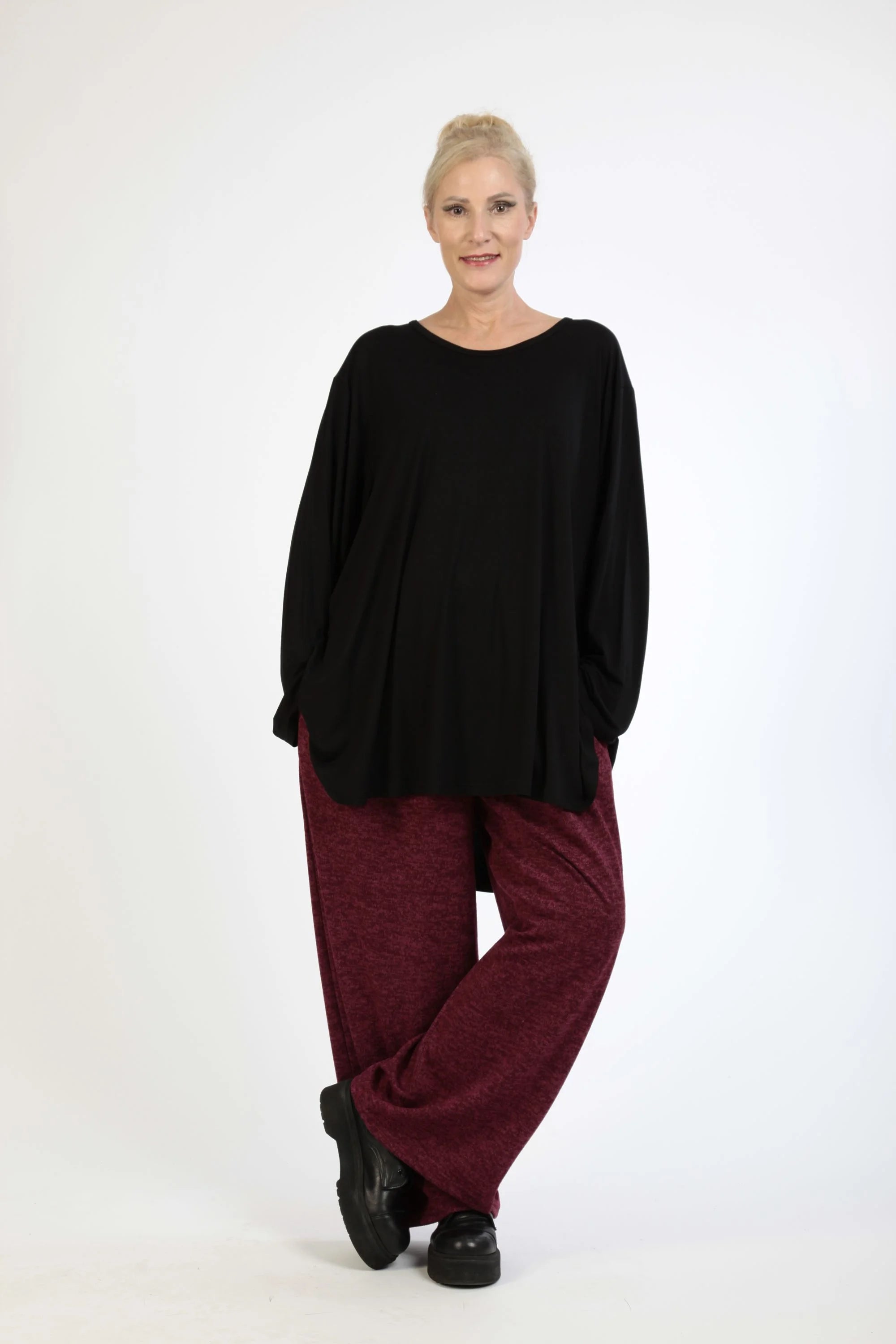  AKH Fashion Hose in gerader Form, aus Polyester, 1179.06852, Weinrot, Meliert, Schick