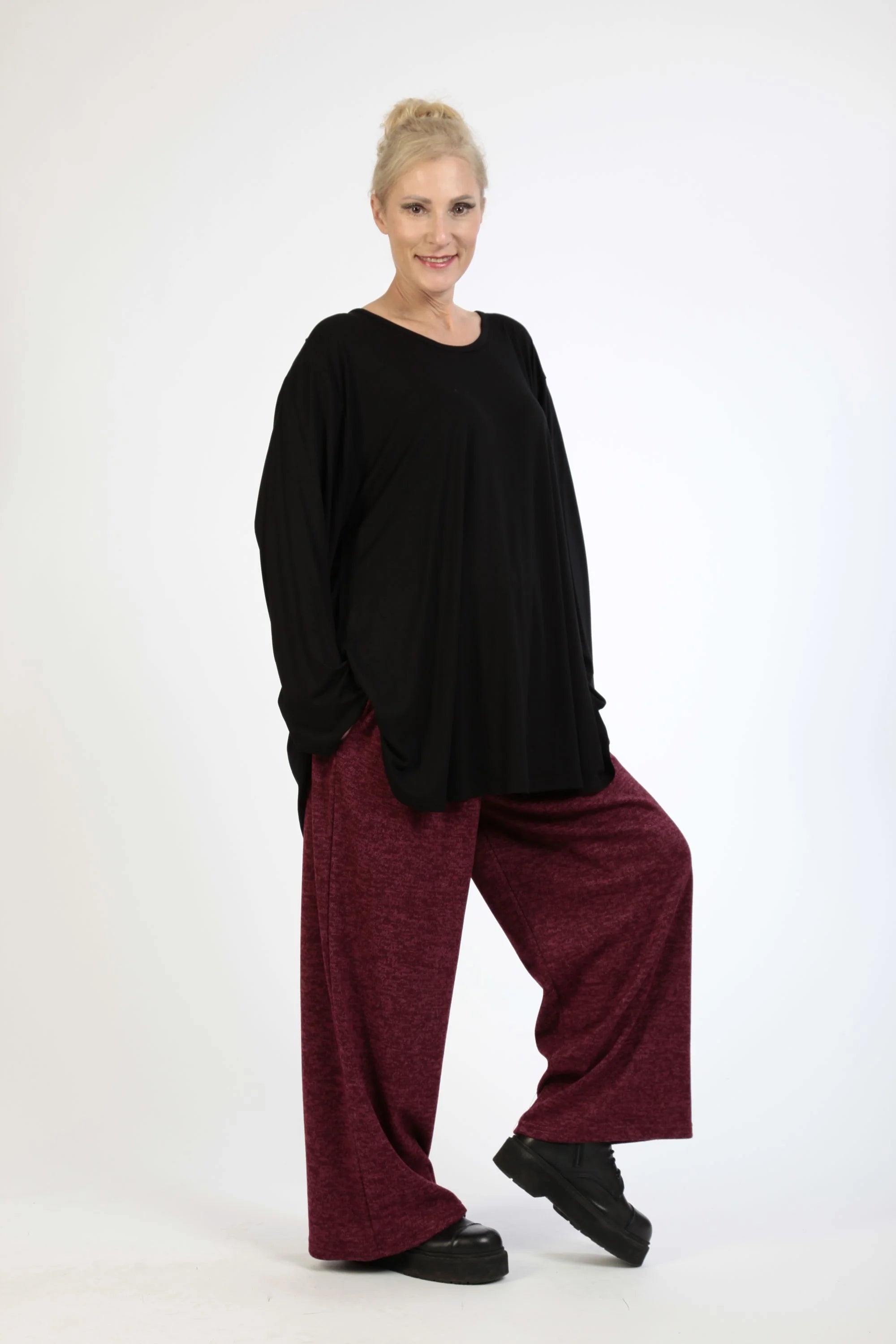  AKH Fashion Hose in gerader Form, aus Polyester, 1179.06852, Weinrot, Meliert, Schick
