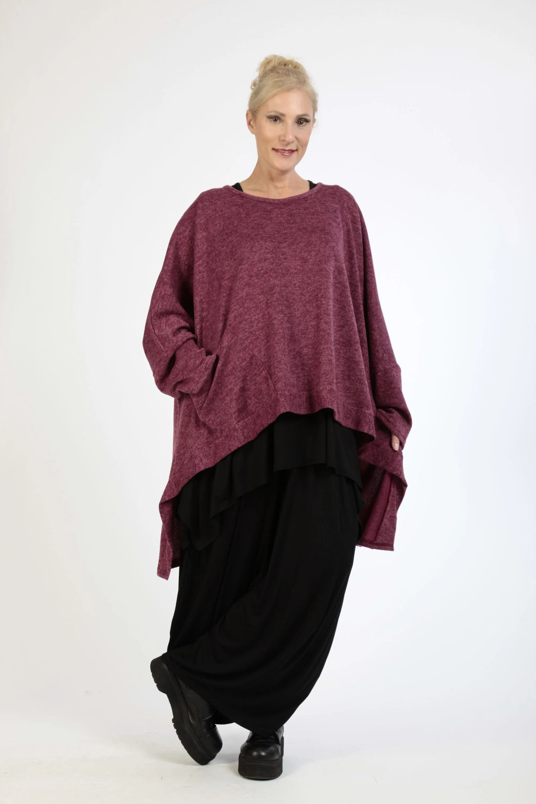  AKH Fashion Bigshirt in Vokuhila-Form, aus Polyester, 1179.06861, Fuchsia, Meliert, Schick