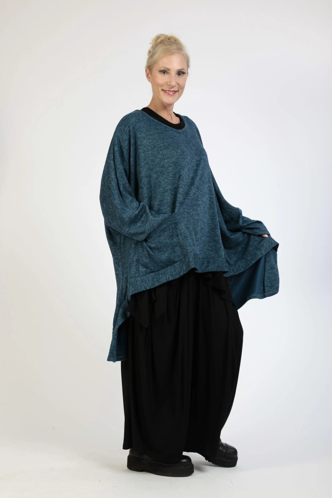  Bigshirt von AKH Fashion aus Polyester in Vokuhila-Form, 1179.06861, Petrol, Schick, Modern