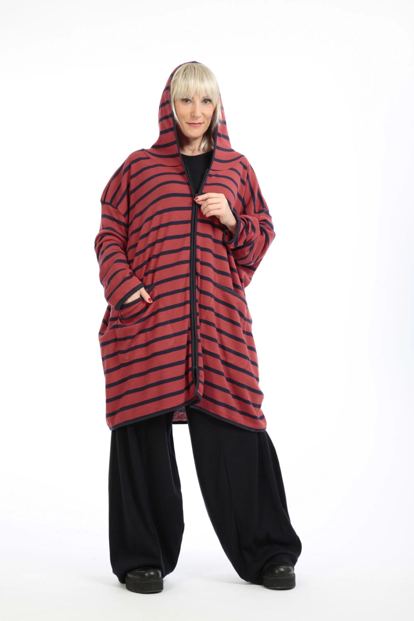  Jacke von AKH Fashion aus Materialmix in gerader Form, 1190.07598, Rot-Blau, Ausgefallen