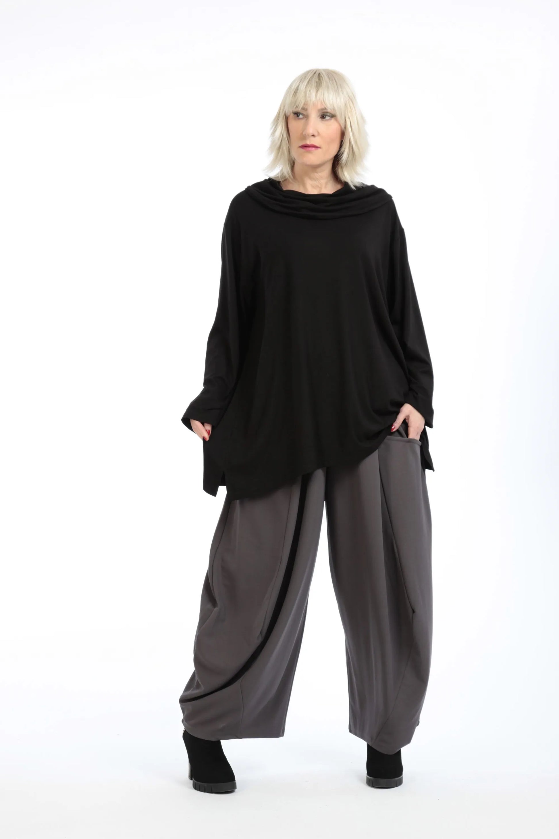  A-Form Shirt von AKH Fashion aus Viskose, 1195.01910, Schwarz, Unifarben, Schick, Modern