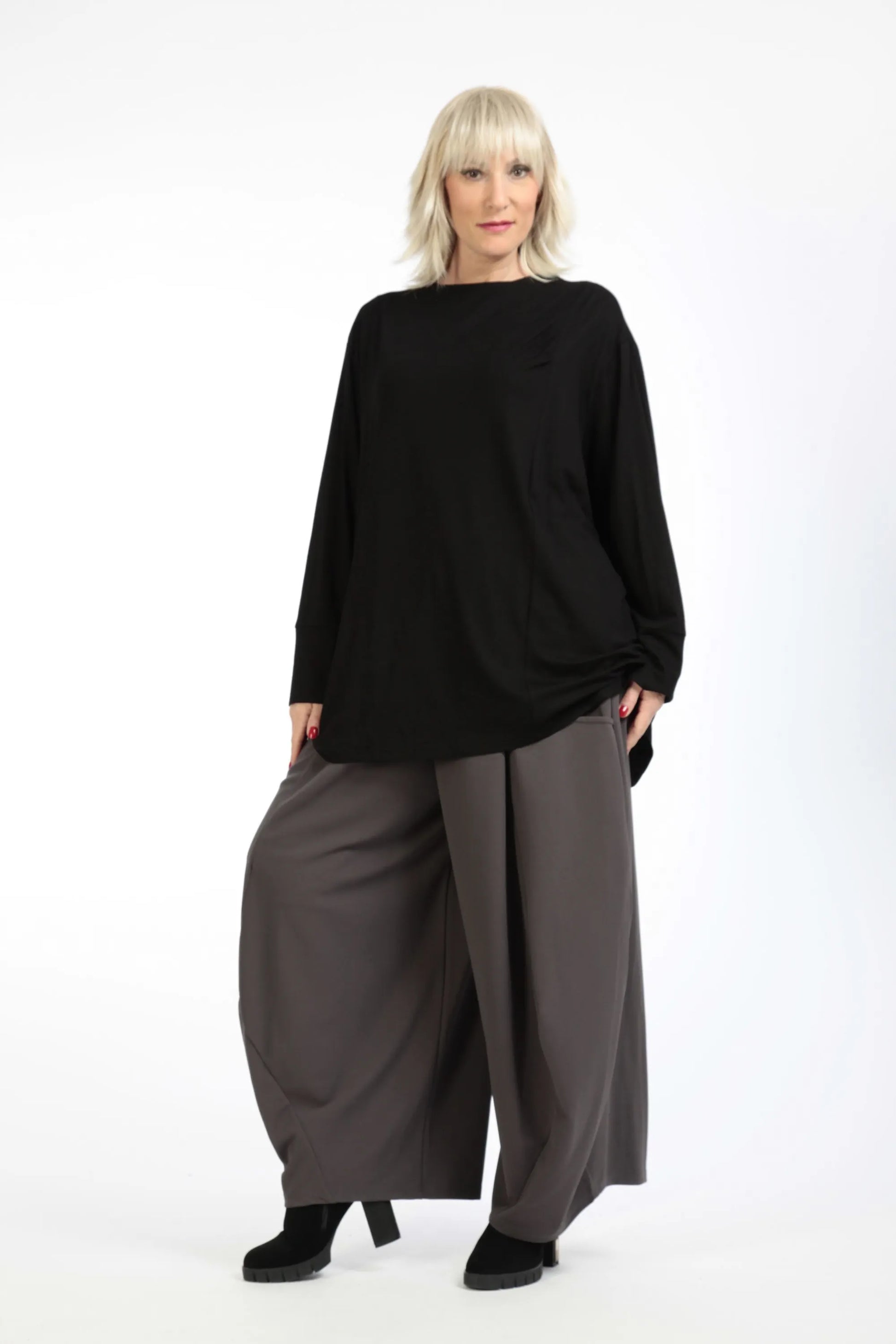  A-Form Shirt von AKH Fashion aus Viskose, 1195.02137, Schwarz, Unifarben, Schick, Modern