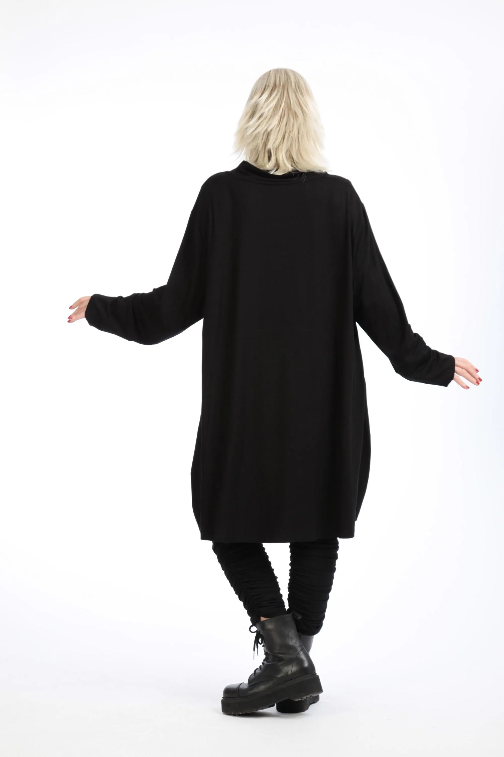  Ballonshirt mit elegantem Stehkragen aus geschmeidigem Viskose-Elasthan für Plus Size Mode