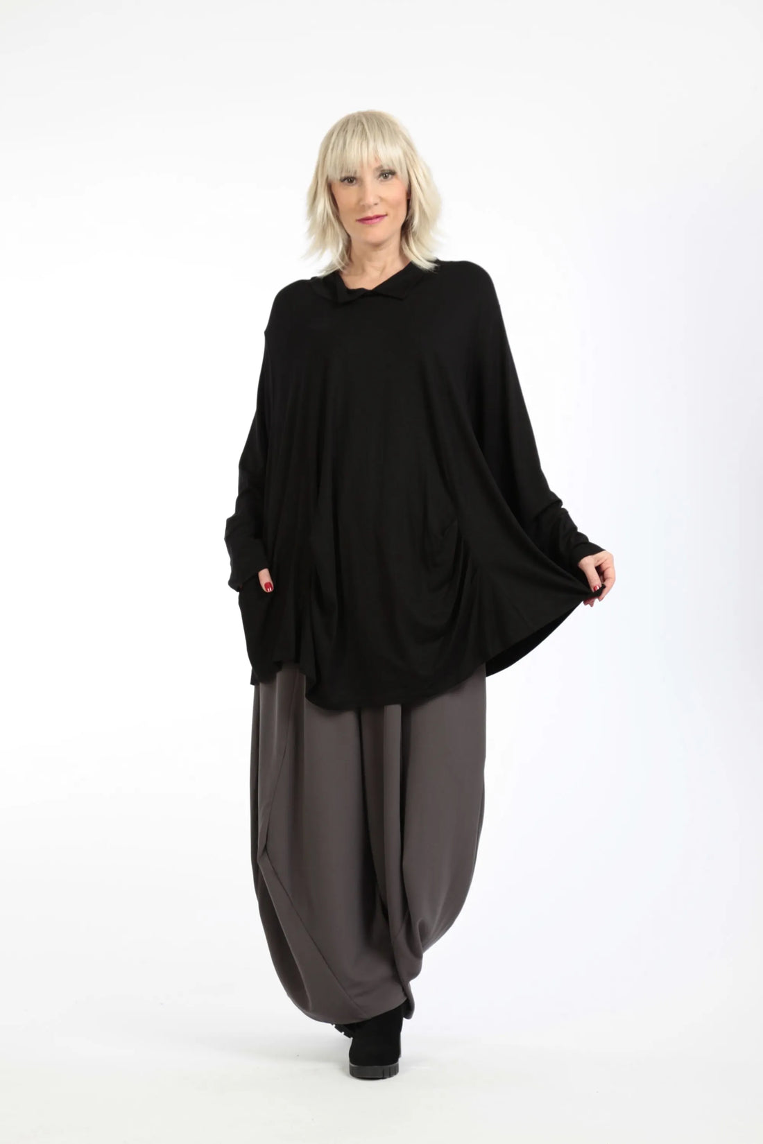  A-Form Shirt von AKH Fashion aus Viskose, 1195.02141, Schwarz, Unifarben, Schick, Modern