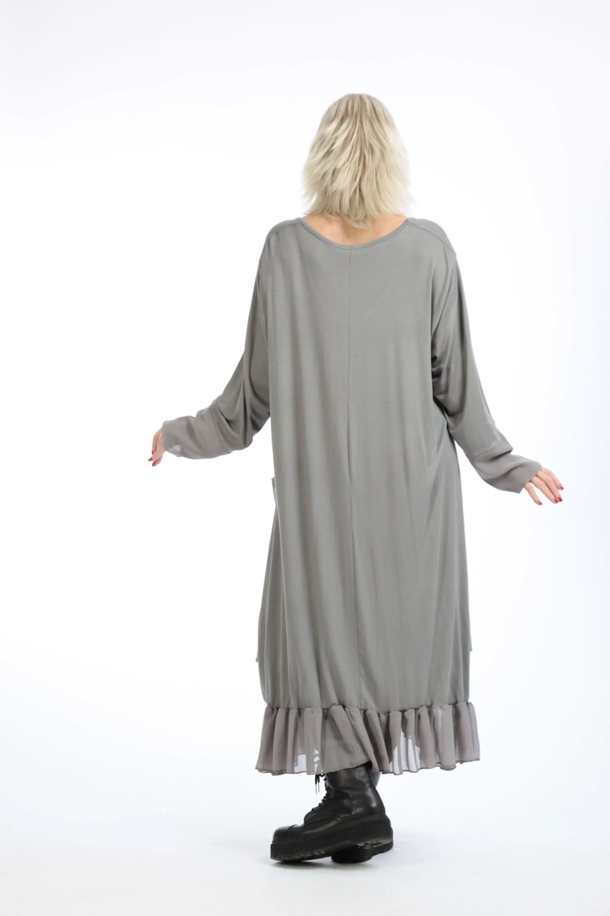  A-Form Kleid von AKH Fashion aus Viskose, 1197.05909, Grau, Unifarben, Ausgefallen, Modern