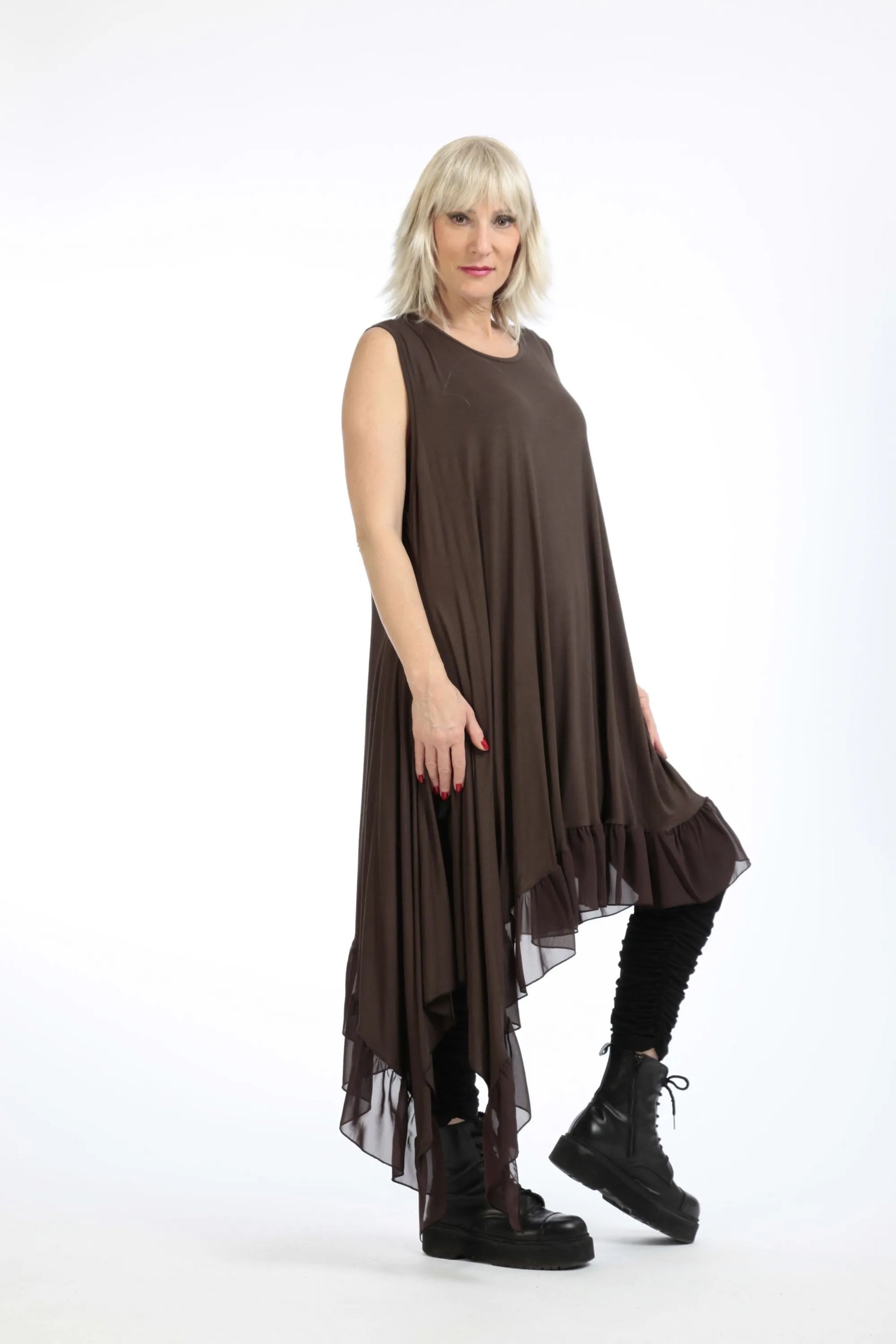  Tunika von AKH Fashion aus Viskose in asymmetrischer Form, 1197.06874, Braun, Ausgefallen