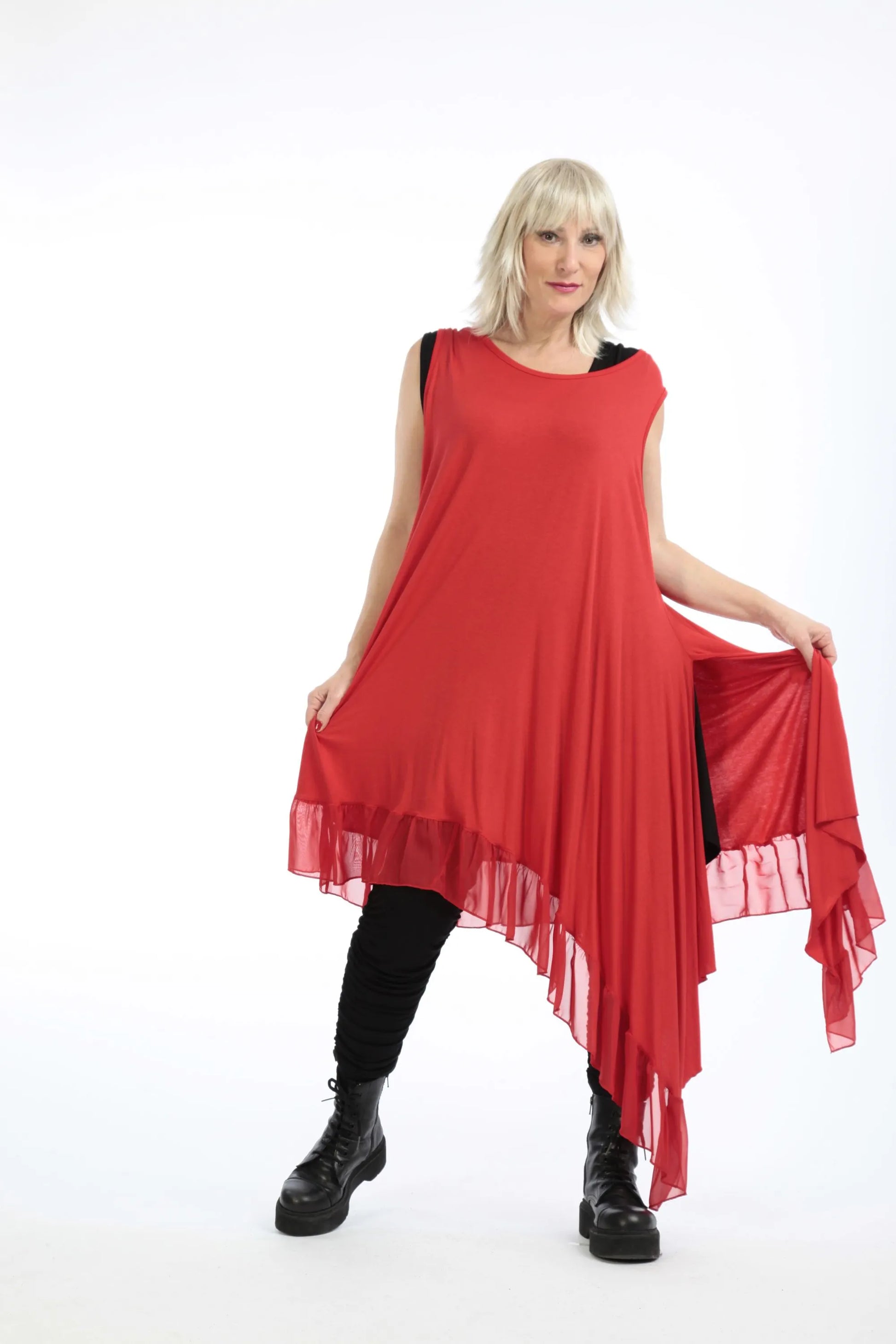  Tunika von AKH Fashion aus Viskose in asymmetrischer Form, 1197.06874, Rot, Ausgefallen