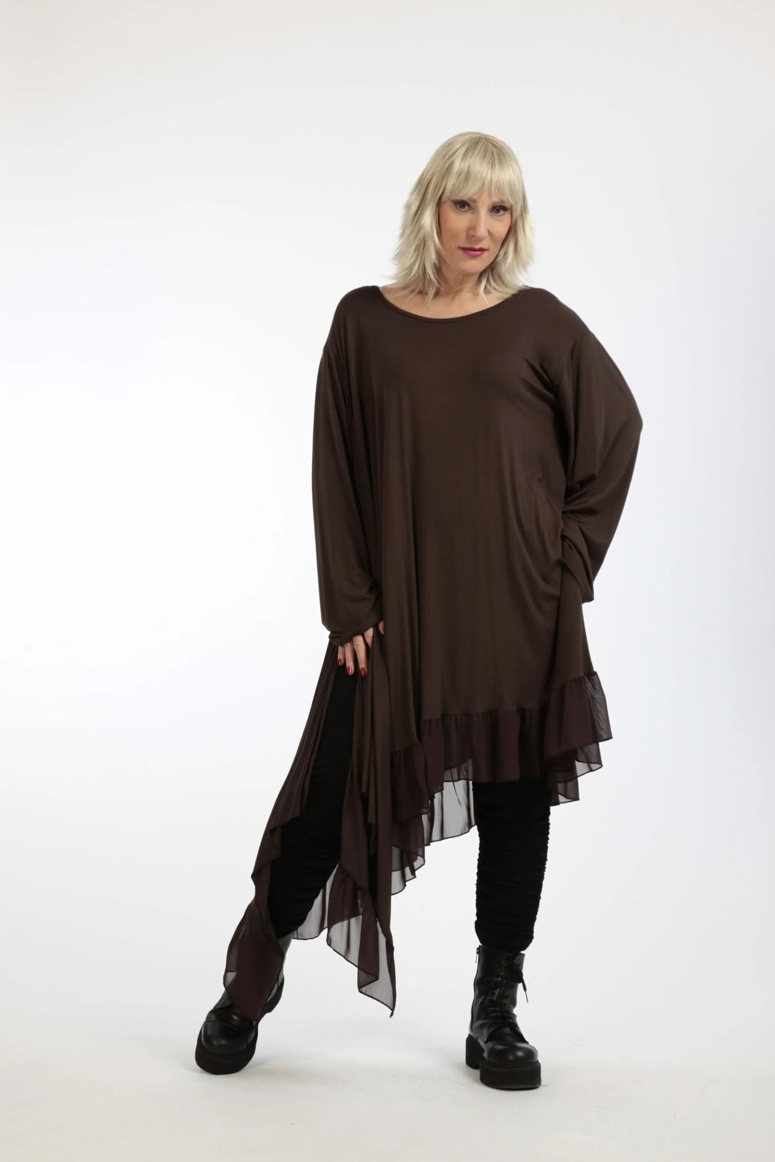  Kleid von AKH Fashion aus Viskose in asymmetrischer Form, 1197.06875, Braun, Ausgefallen