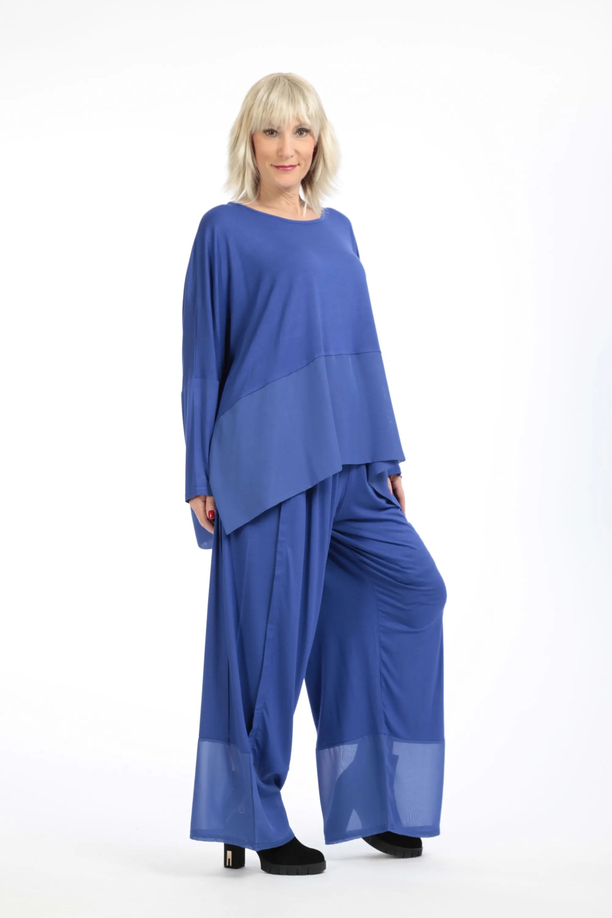  Bigshirt von AKH Fashion aus Viskose in kastiger Form, 1197.06877, Blau, Unifarben, Schick