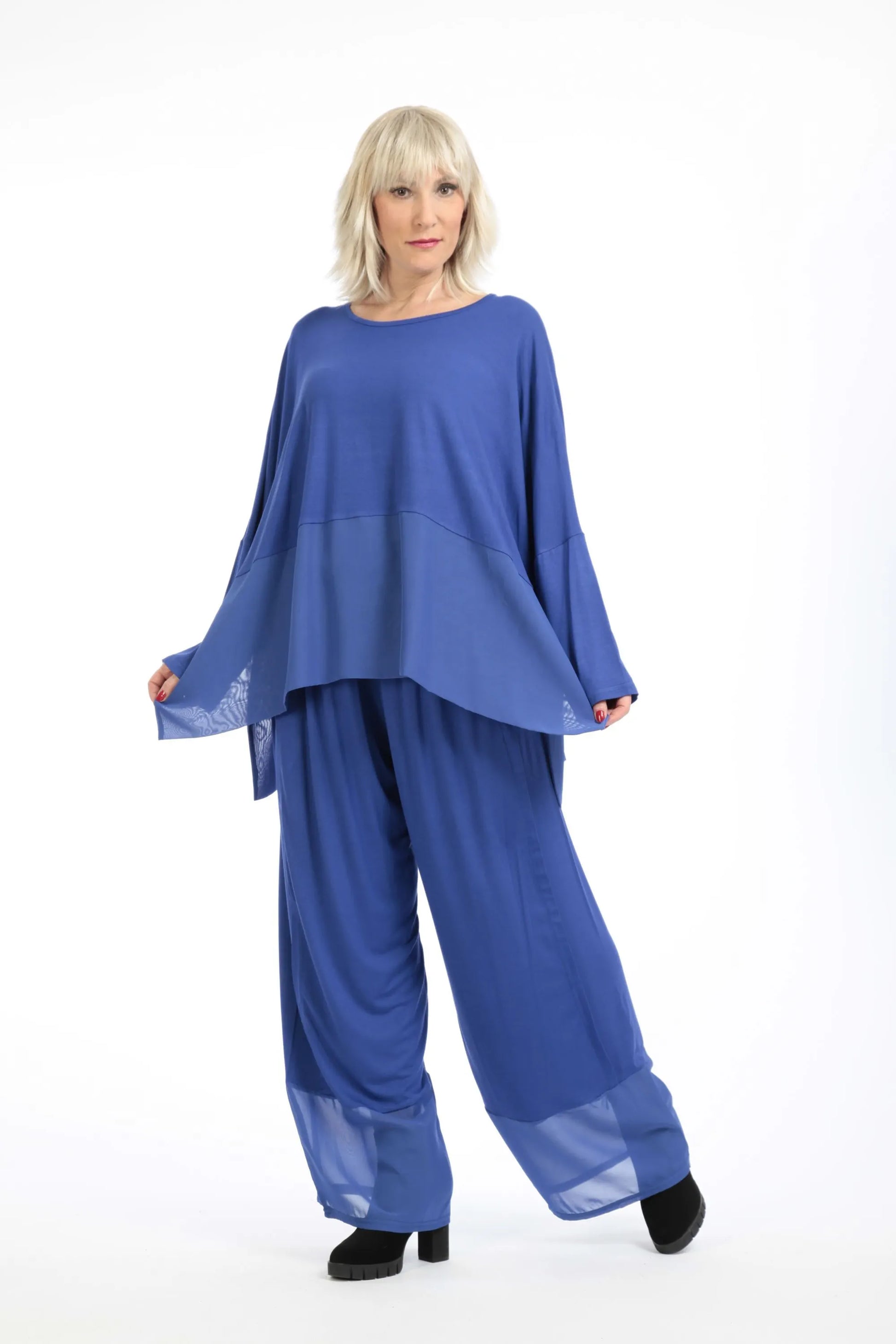  Bigshirt von AKH Fashion aus Viskose in kastiger Form, 1197.06877, Blau, Unifarben, Schick