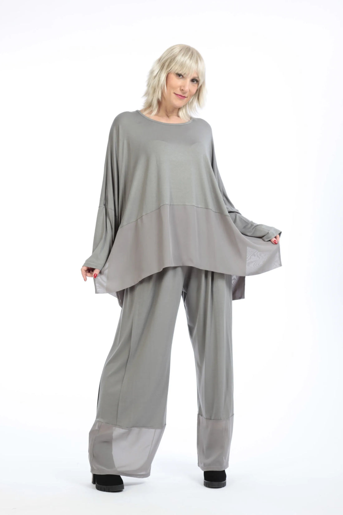  Bigshirt von AKH Fashion aus Viskose in kastiger Form, 1197.06877, Grau, Unifarben, Schick