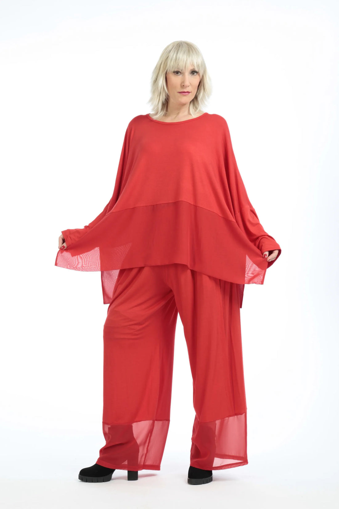  Bigshirt von AKH Fashion aus Viskose in kastiger Form, 1197.06877, Rot, Unifarben, Schick