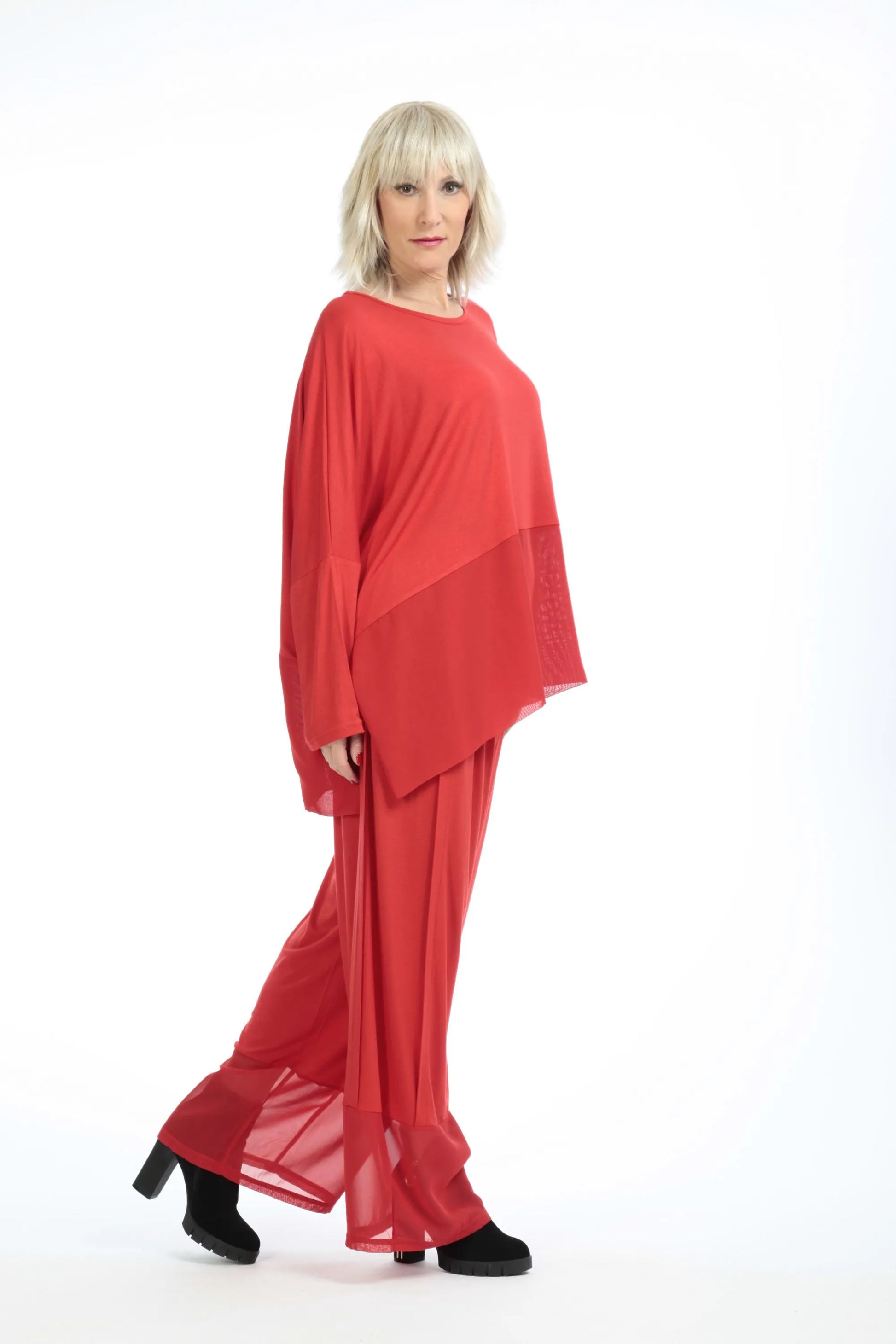  Bigshirt von AKH Fashion aus Viskose in kastiger Form, 1197.06877, Rot, Unifarben, Schick