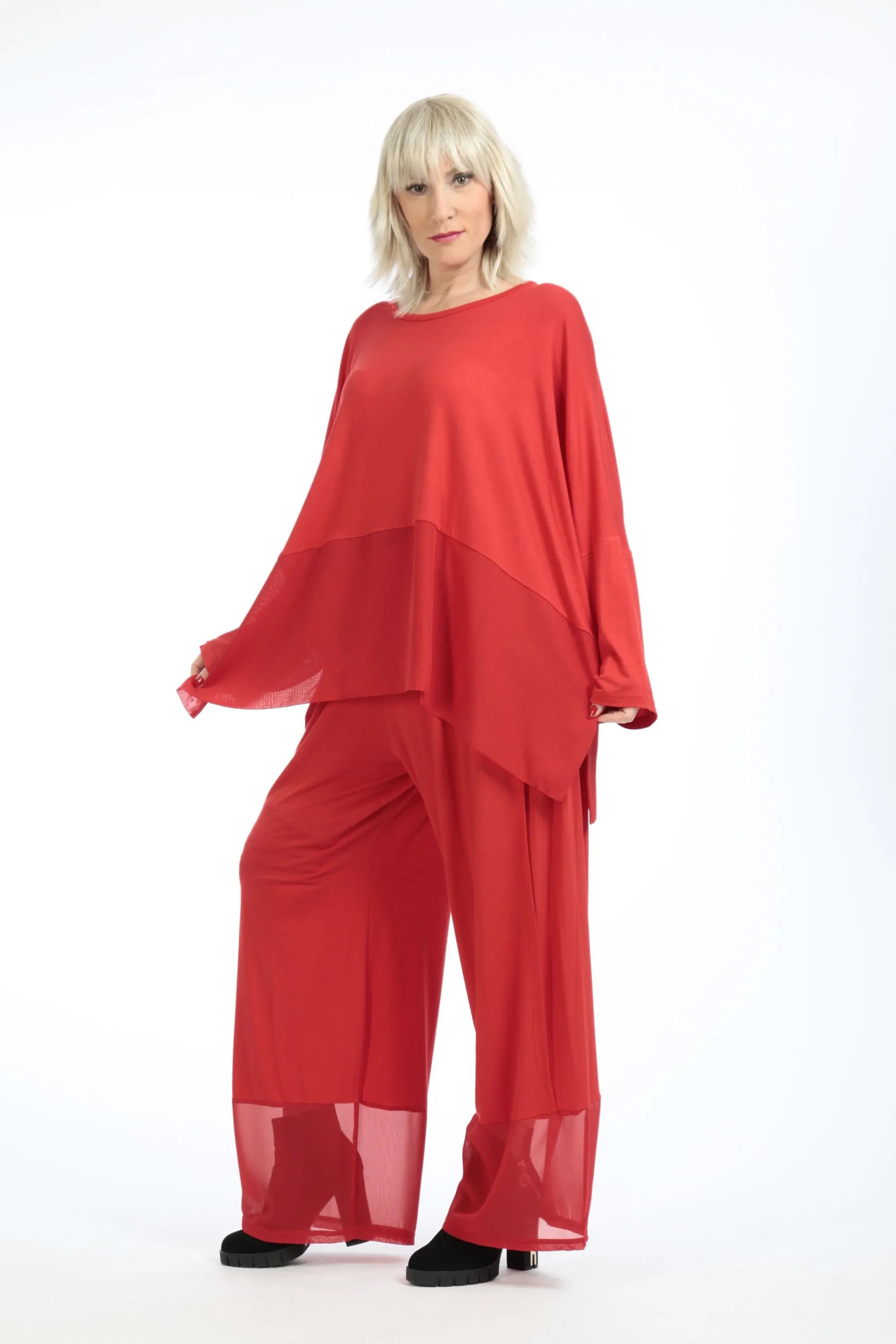  Bigshirt von AKH Fashion aus Viskose in kastiger Form, 1197.06877, Rot, Unifarben, Schick