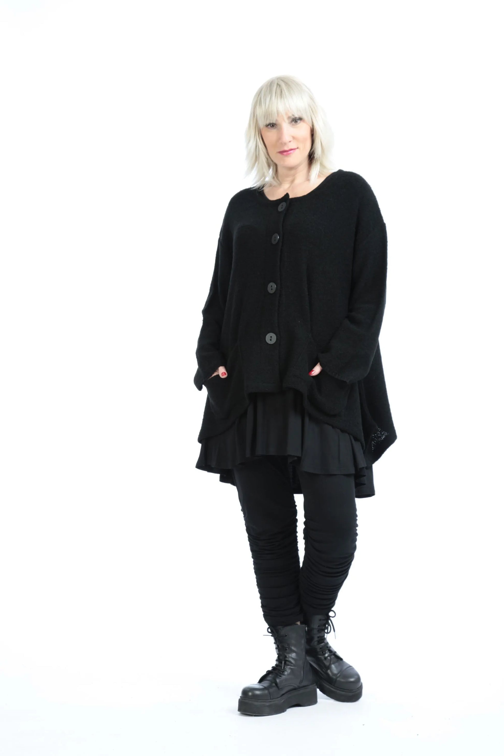  A-Form Jacke von AKH Fashion aus Viskose, 1203.00118, Schwarz, Unifarben, Schick, Modern