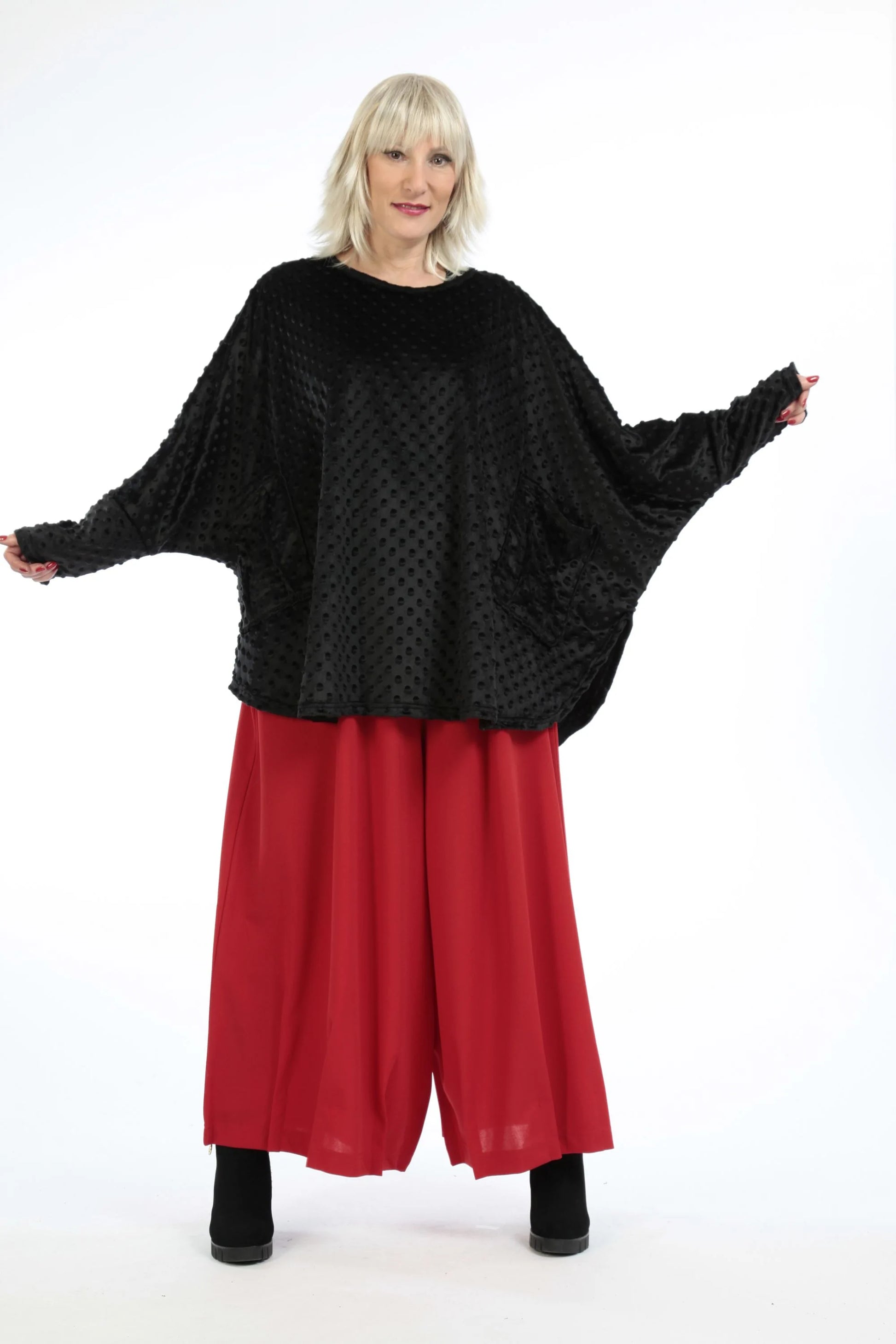  Bigshirt von AKH Fashion aus Polyester in gerundeter Form, 1207.06887, Schwarz, Ausgefallen