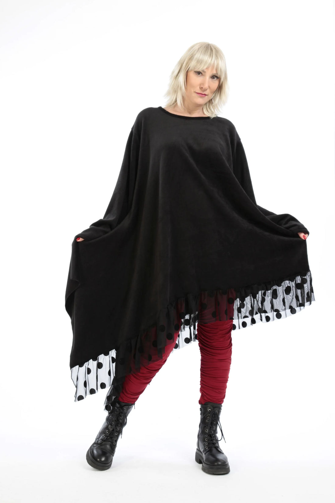  Kleid von AKH Fashion aus Polyester in asymmetrischer Form, 1210.06875, Schwarz, Schick