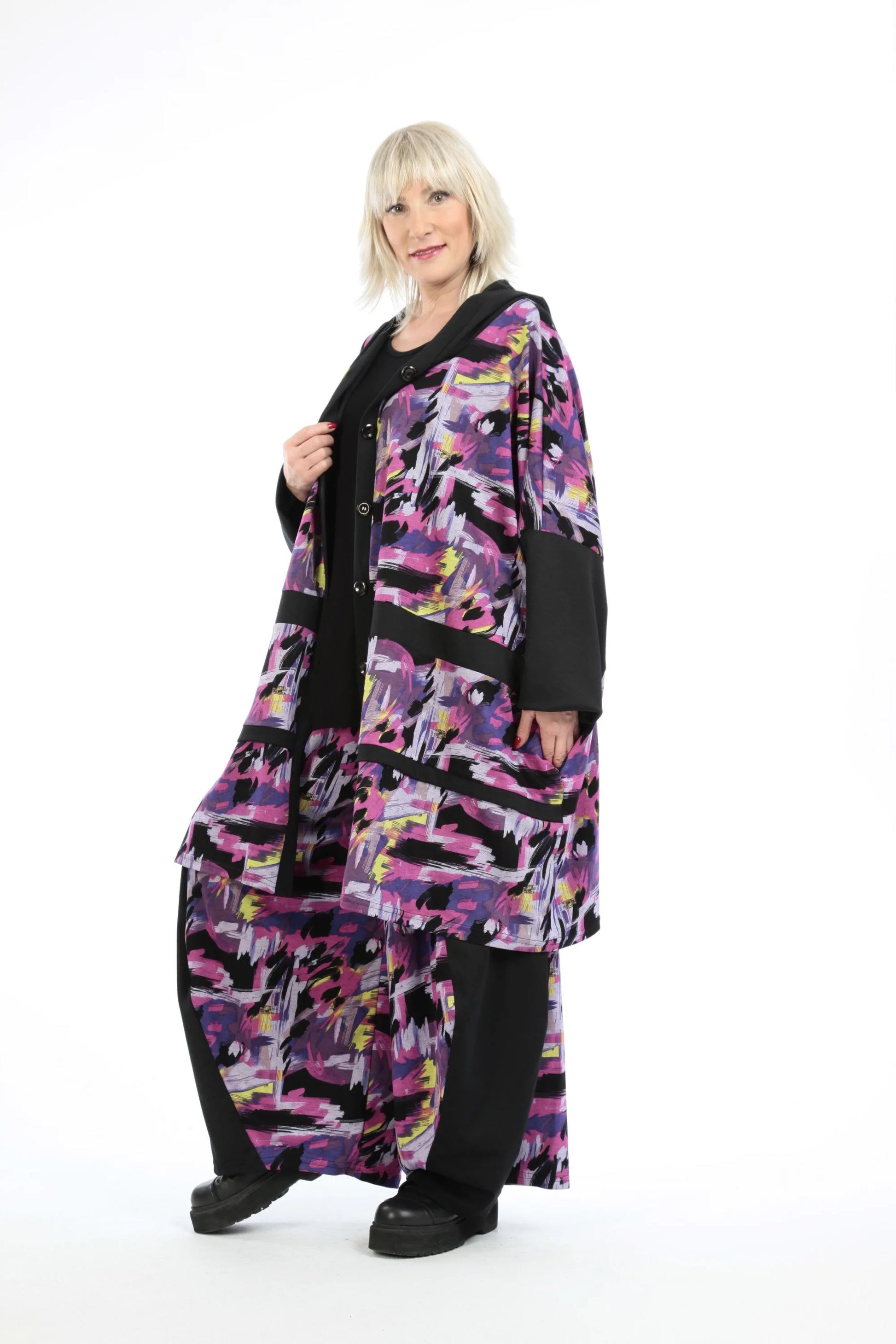  Jacke von AKH Fashion aus Viskose in gerader Form, 1211.06857, Fuchsia, Grafik, Schick