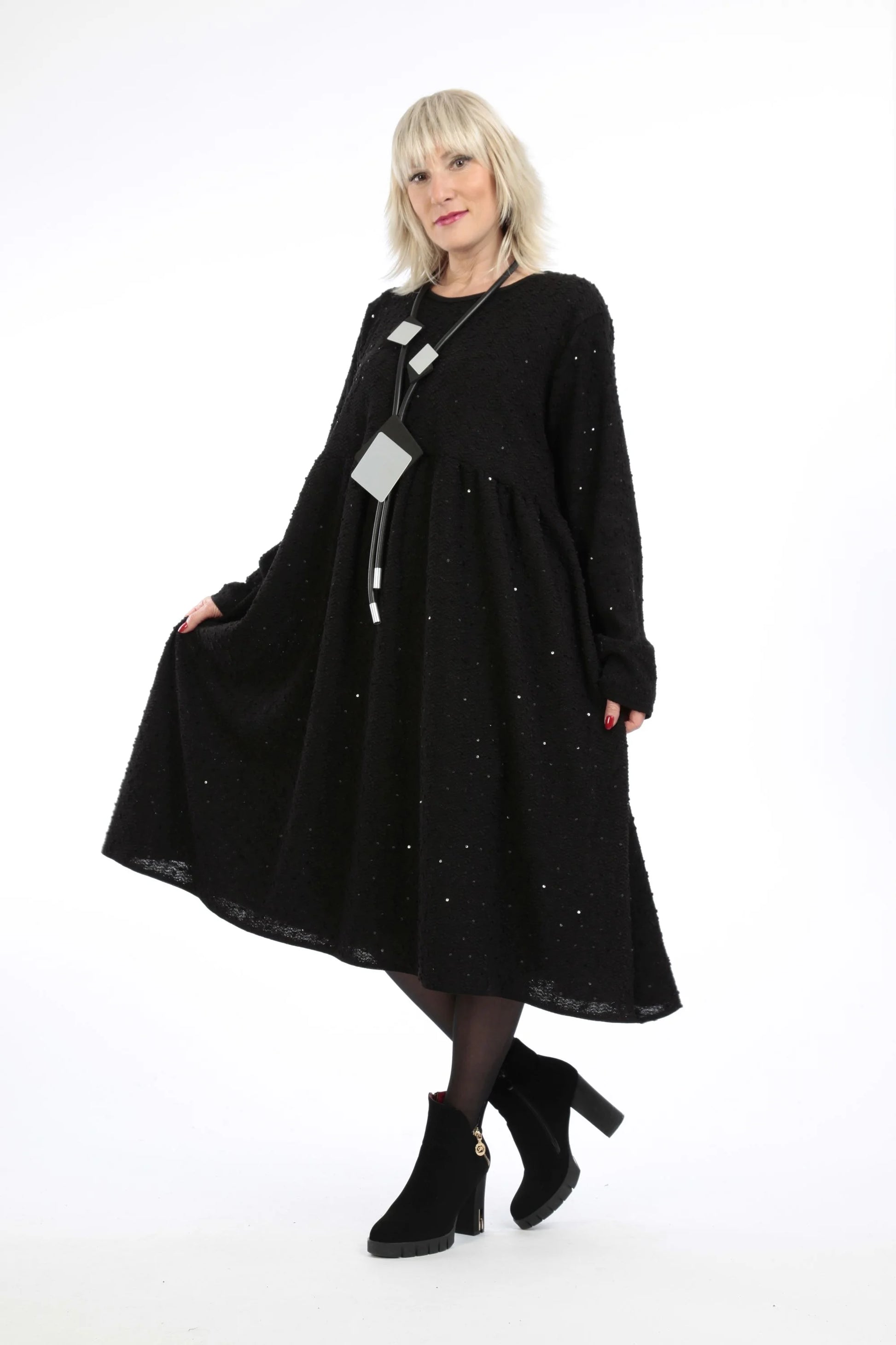  A-Form Kleid von AKH Fashion aus Viskose, 1214.06742, Schwarz, Unifarben, Schick, Modern