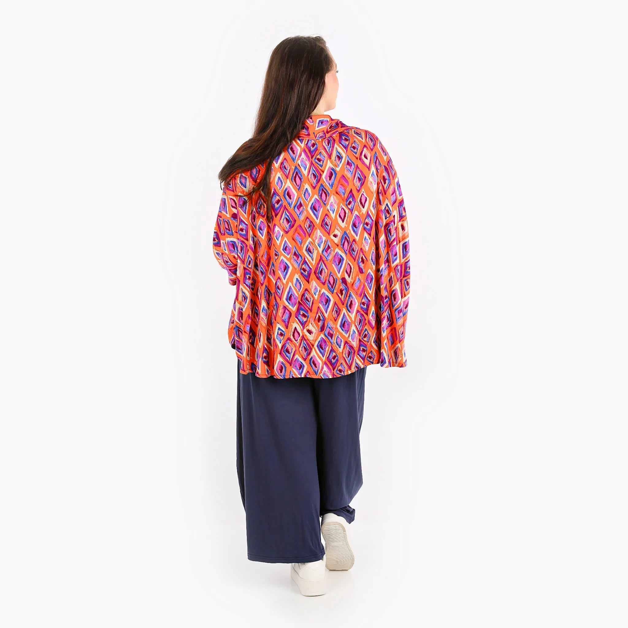  AKH Fashion Jacke in gerundeter Form, aus Viskose, 1309.00140, Orange-Violett-Blau