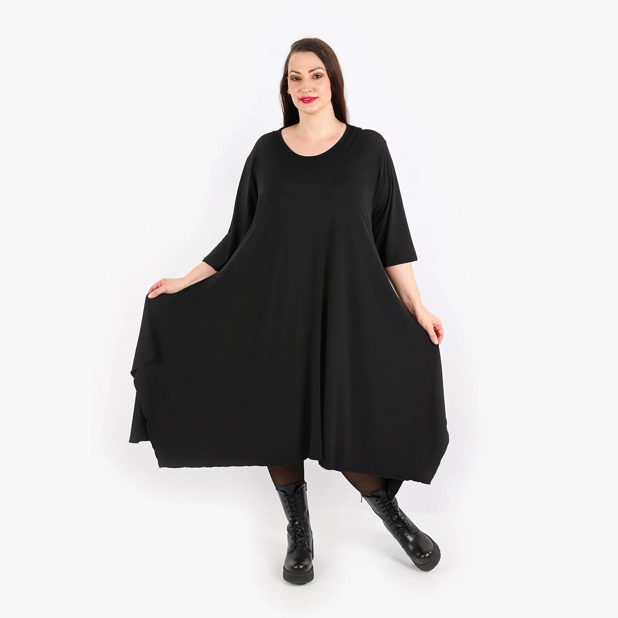  A-Form Kleid von AKH Fashion aus Materialmix, 1313.5927A, Schwarz, Schick, Modern, Bequem