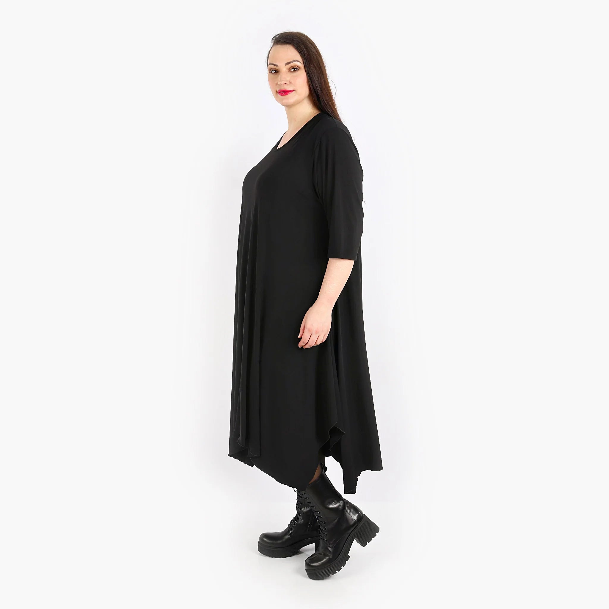  A-Form Kleid von AKH Fashion aus Materialmix, 1313.5927A, Schwarz, Schick, Modern, Bequem