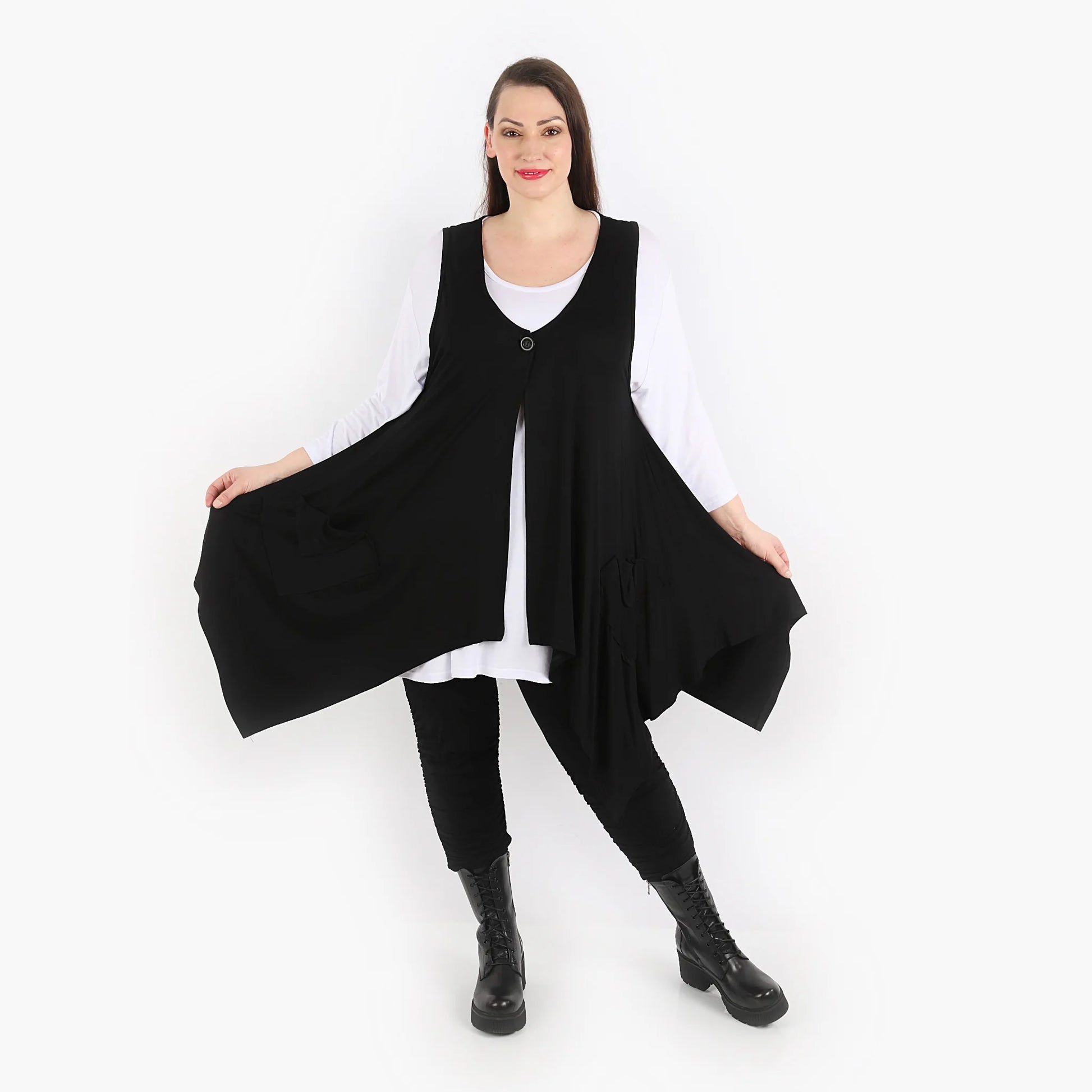  A-Form Weste von AKH Fashion aus Viskose, 1312.00110, Schwarz, Unifarben, Schick, Modern